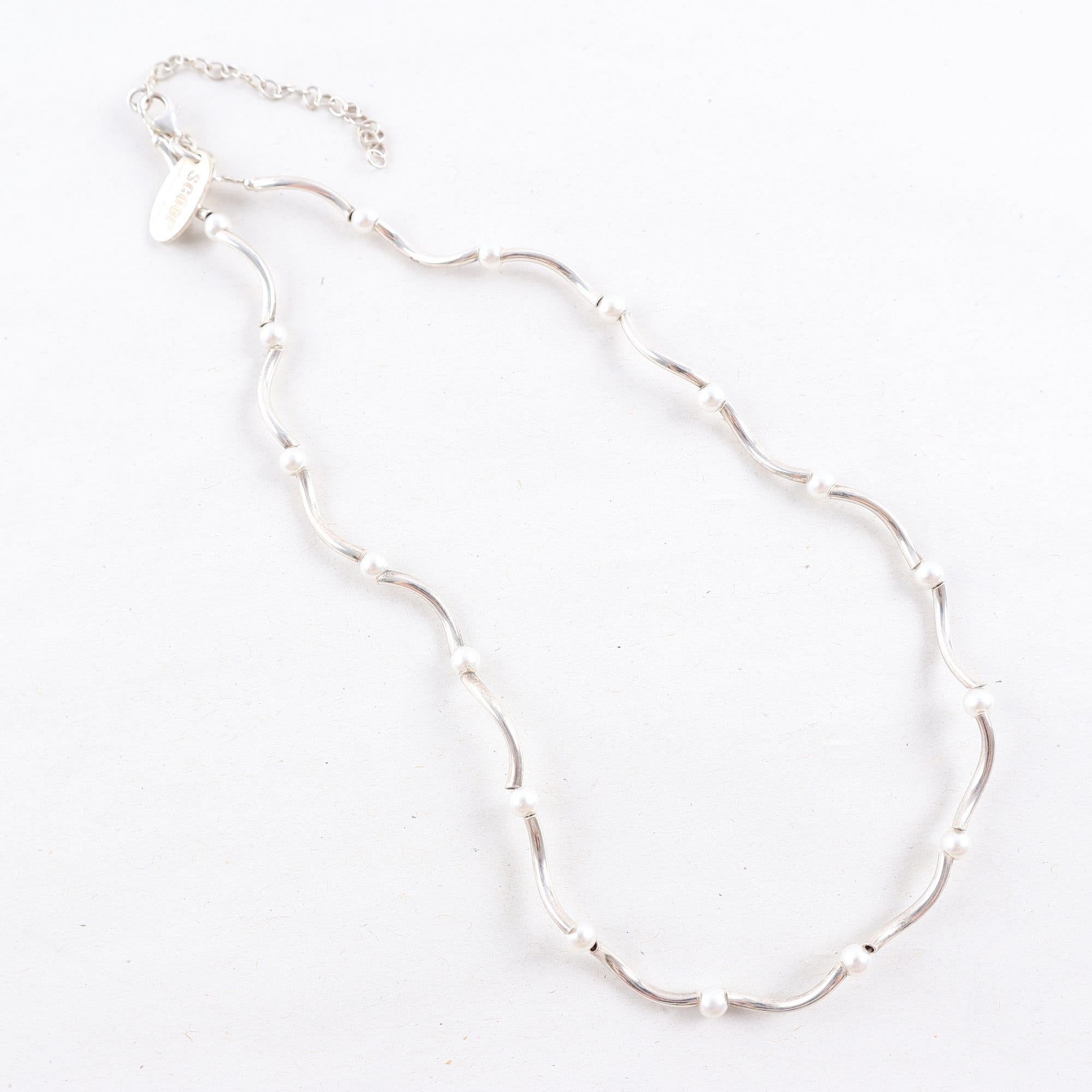 Halsband, Scoop, silver, plast, brv: 8.2g