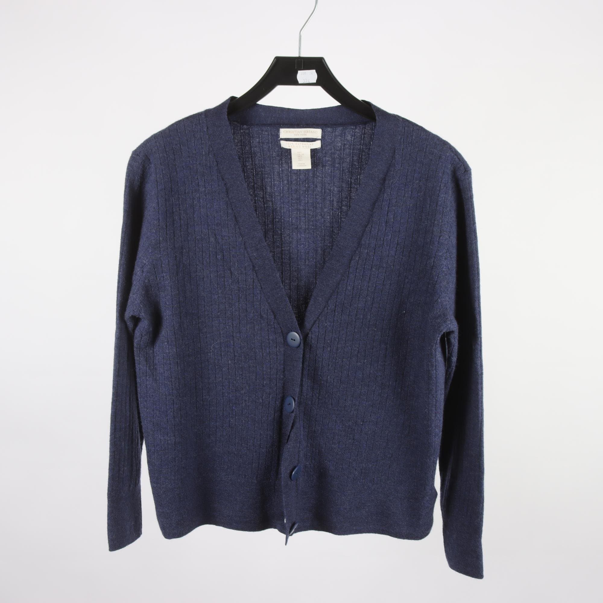 Kofta, Christian Siriano, blå, 100% merino ull, stl. L.
