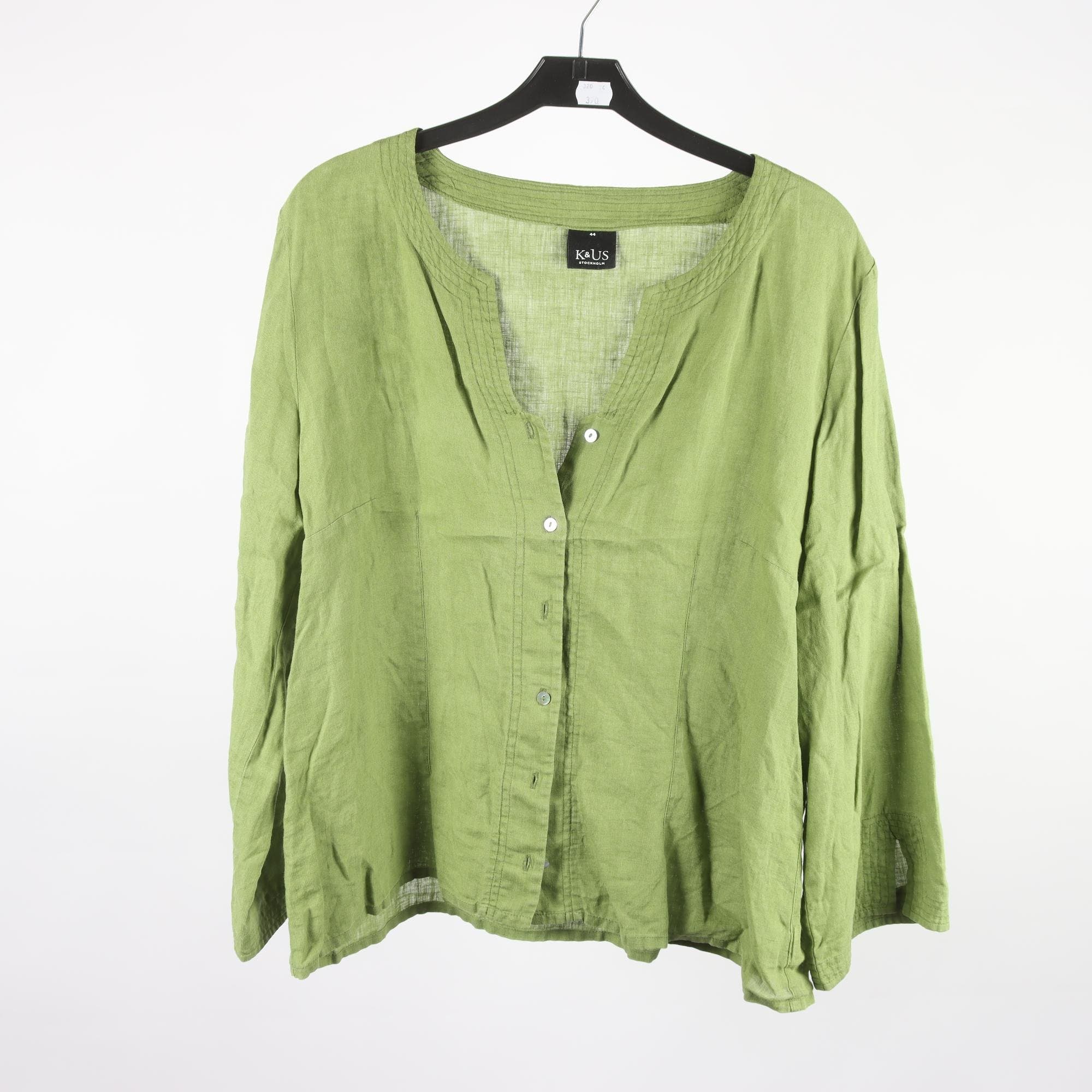 Blus, K&Us, grön, 100% lin, stl. 44.