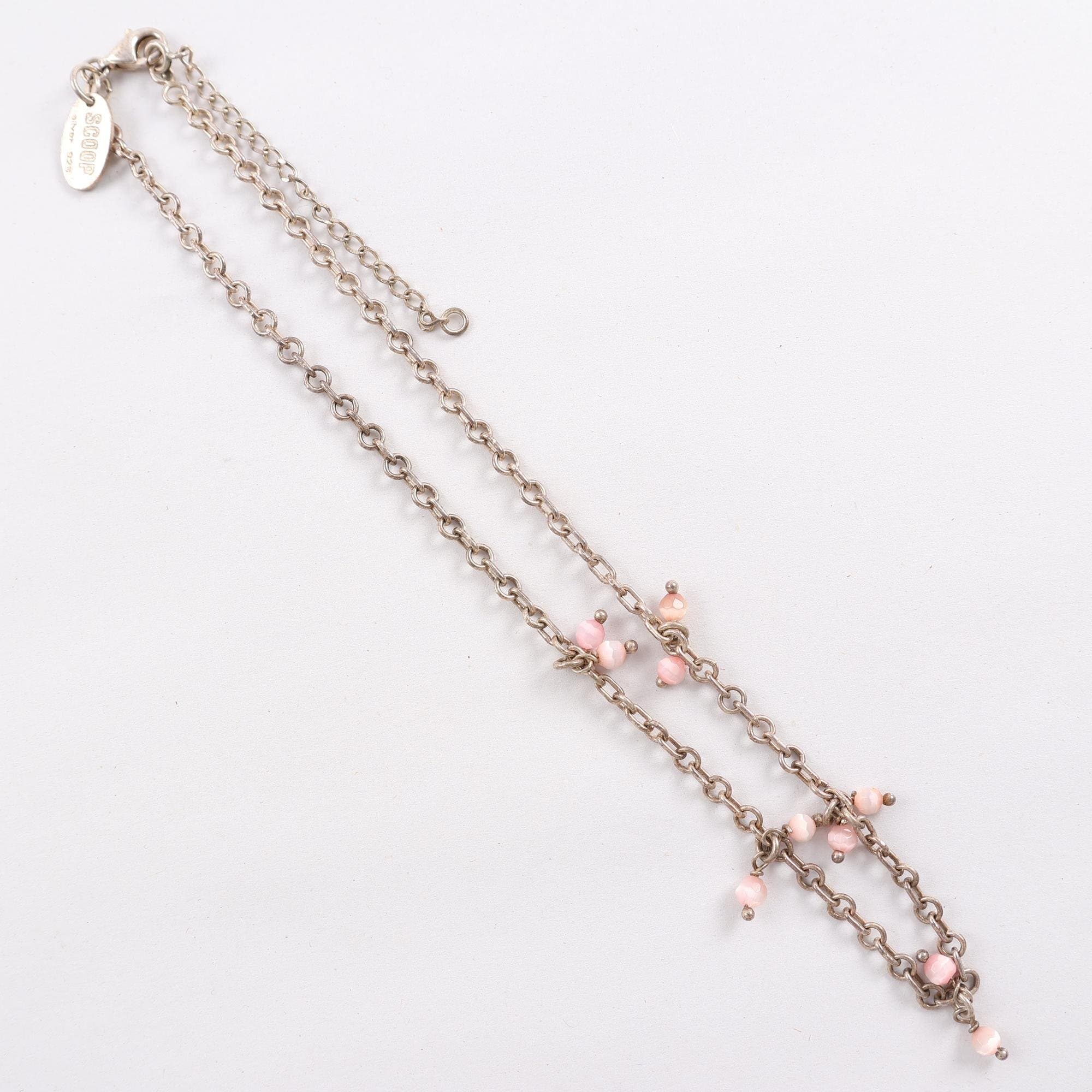 Halsband med rosa pärlor, Scoop, silver 925