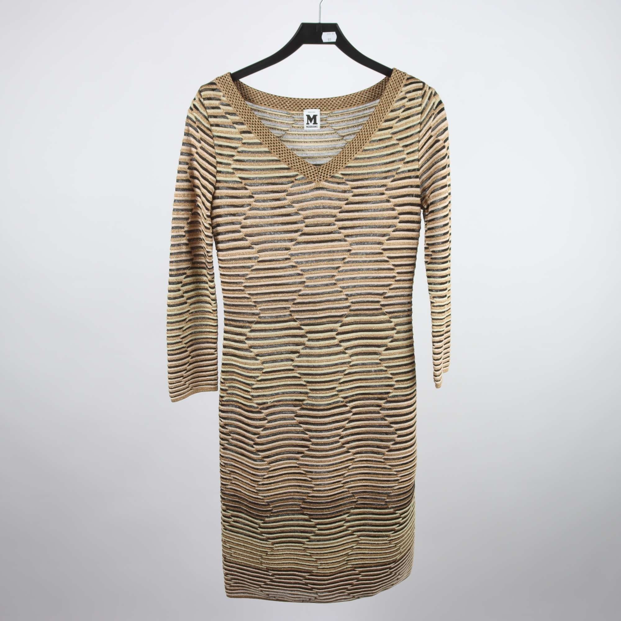 Klänning, Missoni, svart, guld, beige, stl ca. XS/S