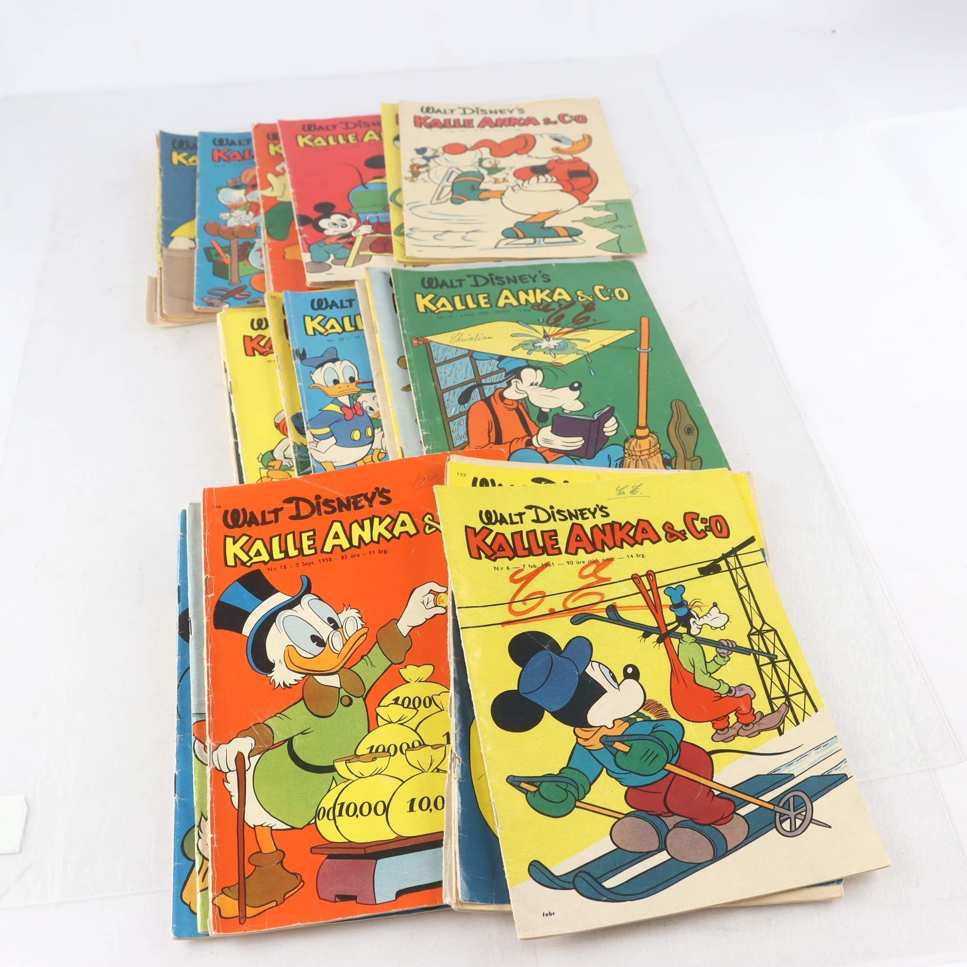 Serietidningar ”Kalle Anka”, 19st, 1955-1961