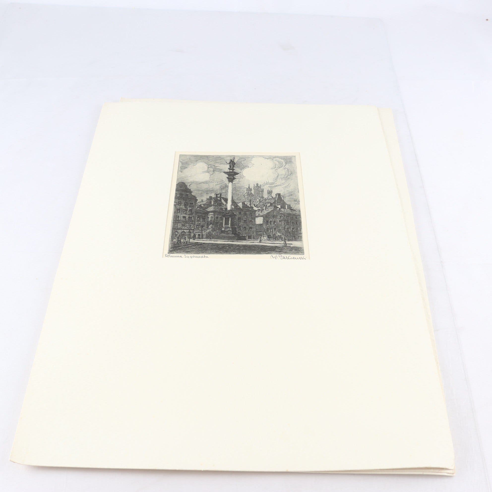 Etsningar, Warzawa, Wladyslaw Zakrzewski, Polen, blyertssign. Endast avh.