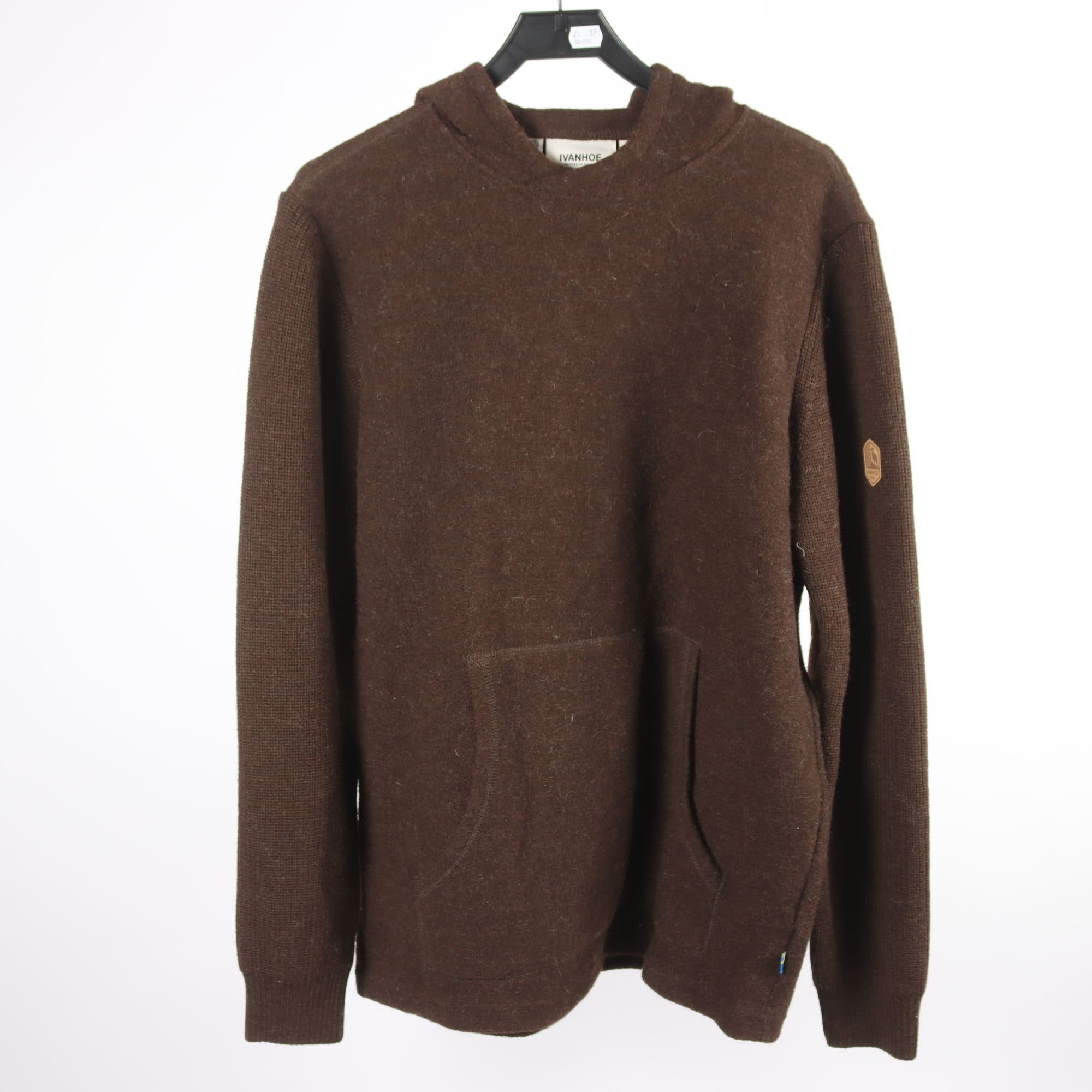 Stickad hoodie, Ivanhoe, 100% ull, stl. XL