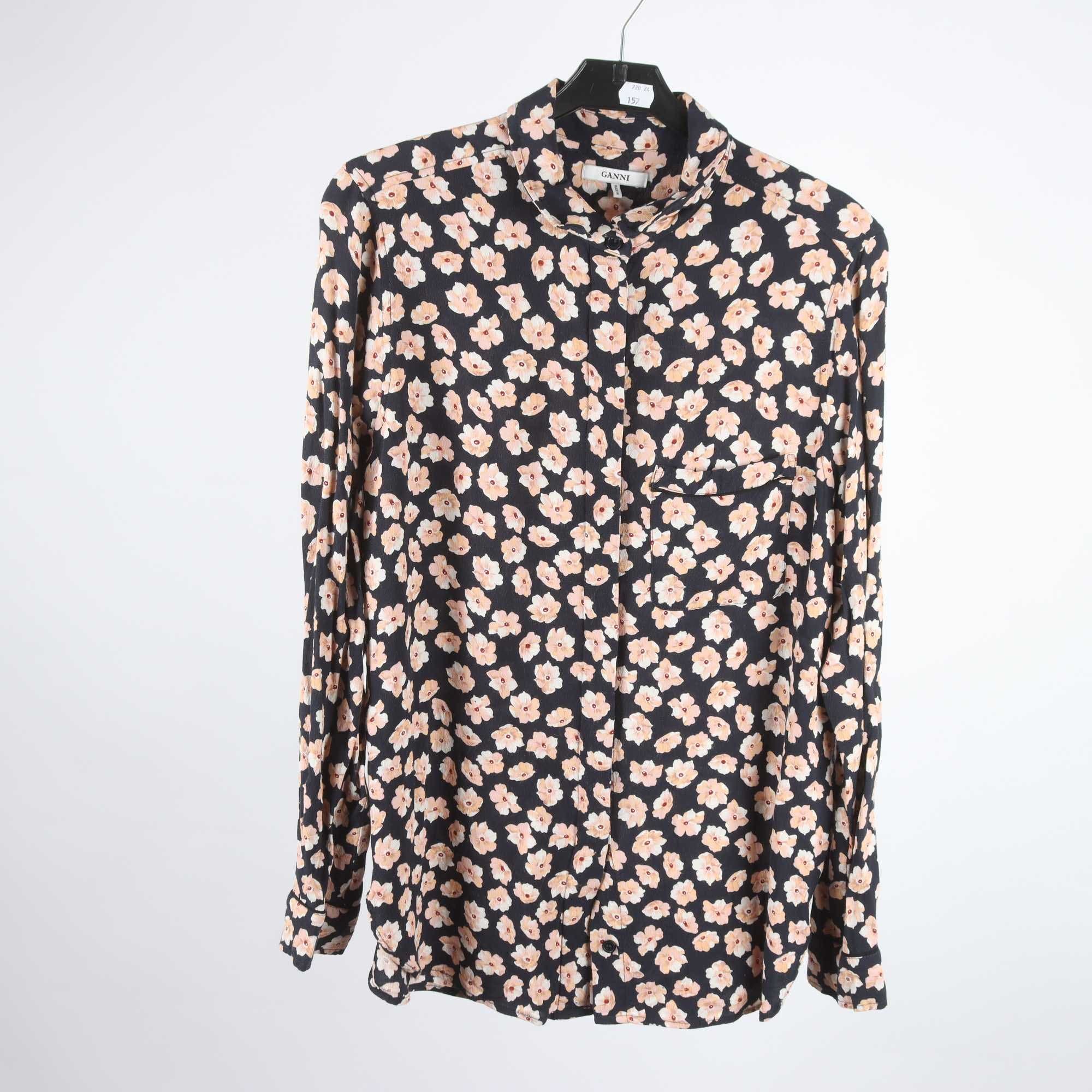 Blus, Ganni, blommig, stl. 40