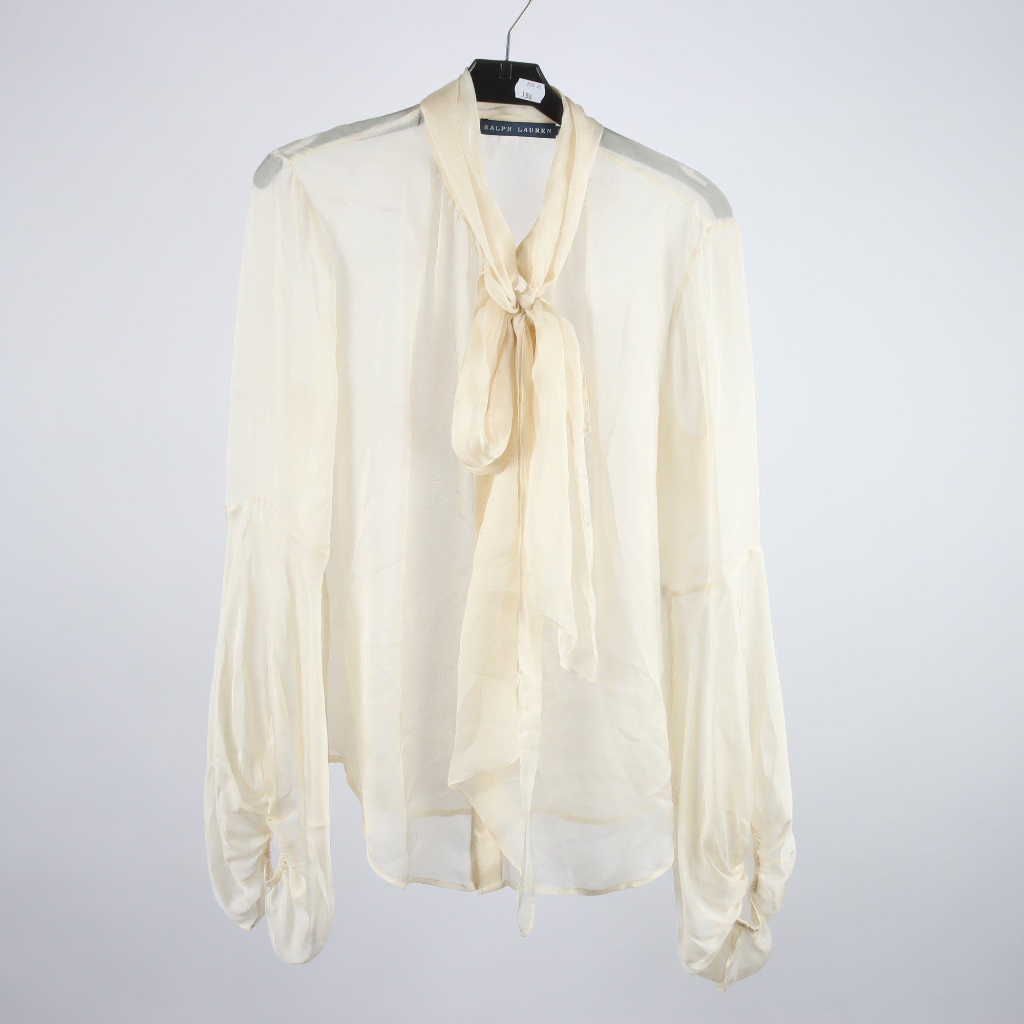 Blus, Ralph Lauren, cream, transparent, 100% silke, stl. 8 (M)