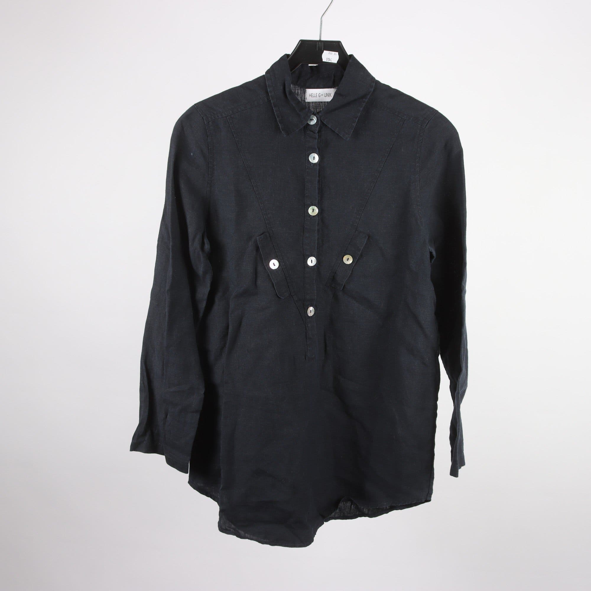 Blus, Helle G by Unik, blå, 100% linne, stl. M