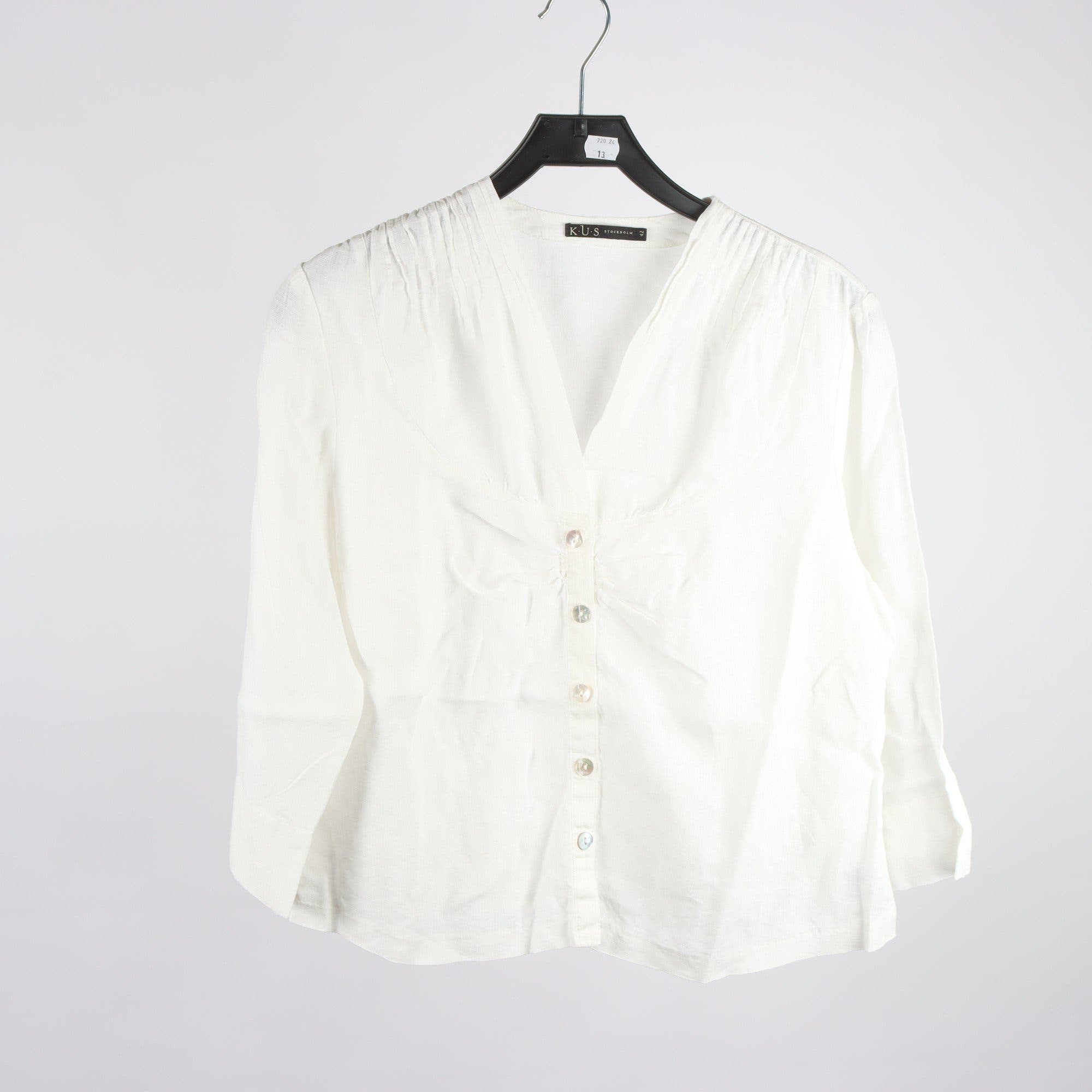 Blus, K.U.S, vit, 100% linne, stl. 42