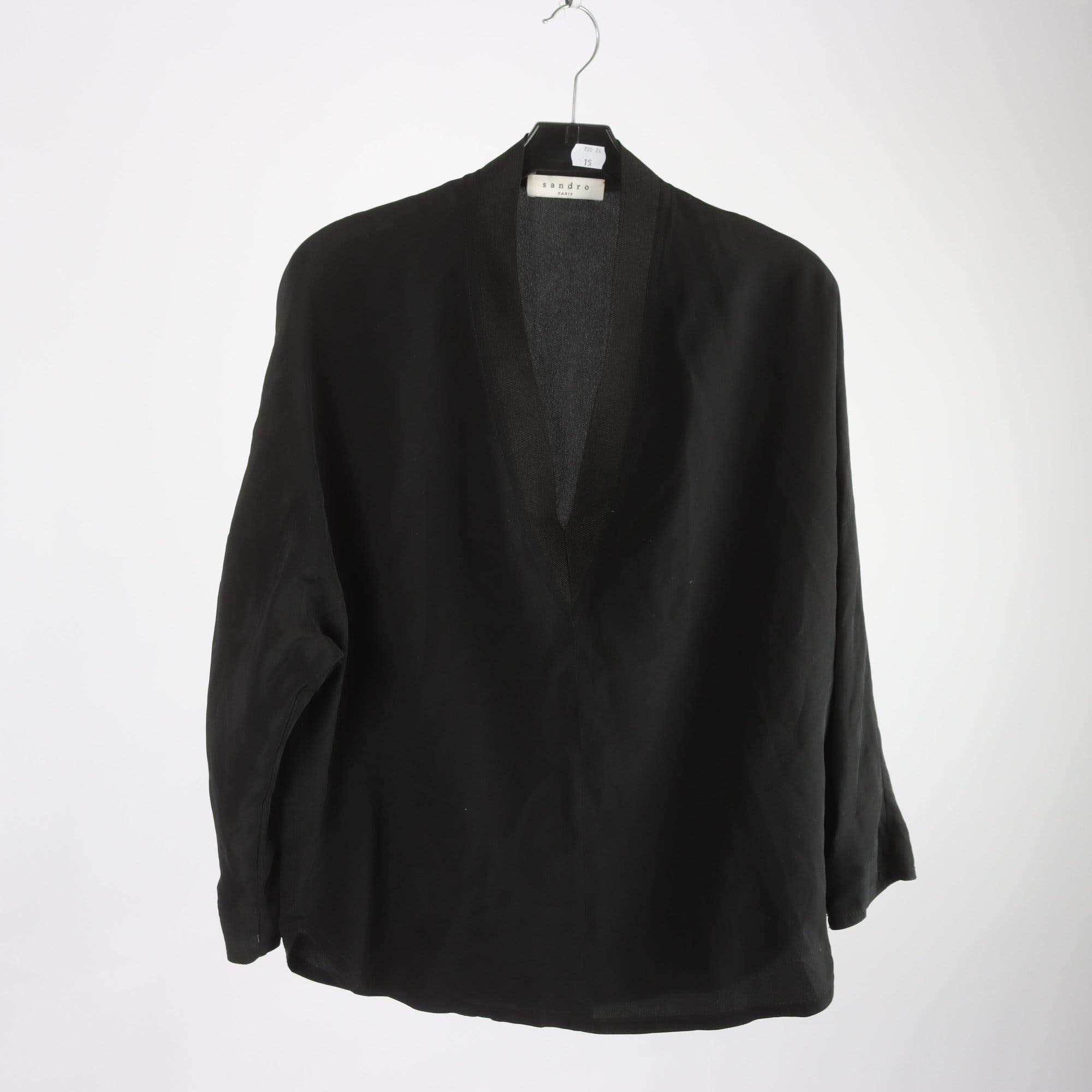 Blus, Sandro Paris, svart, 100% silke, stl. 1 (S)