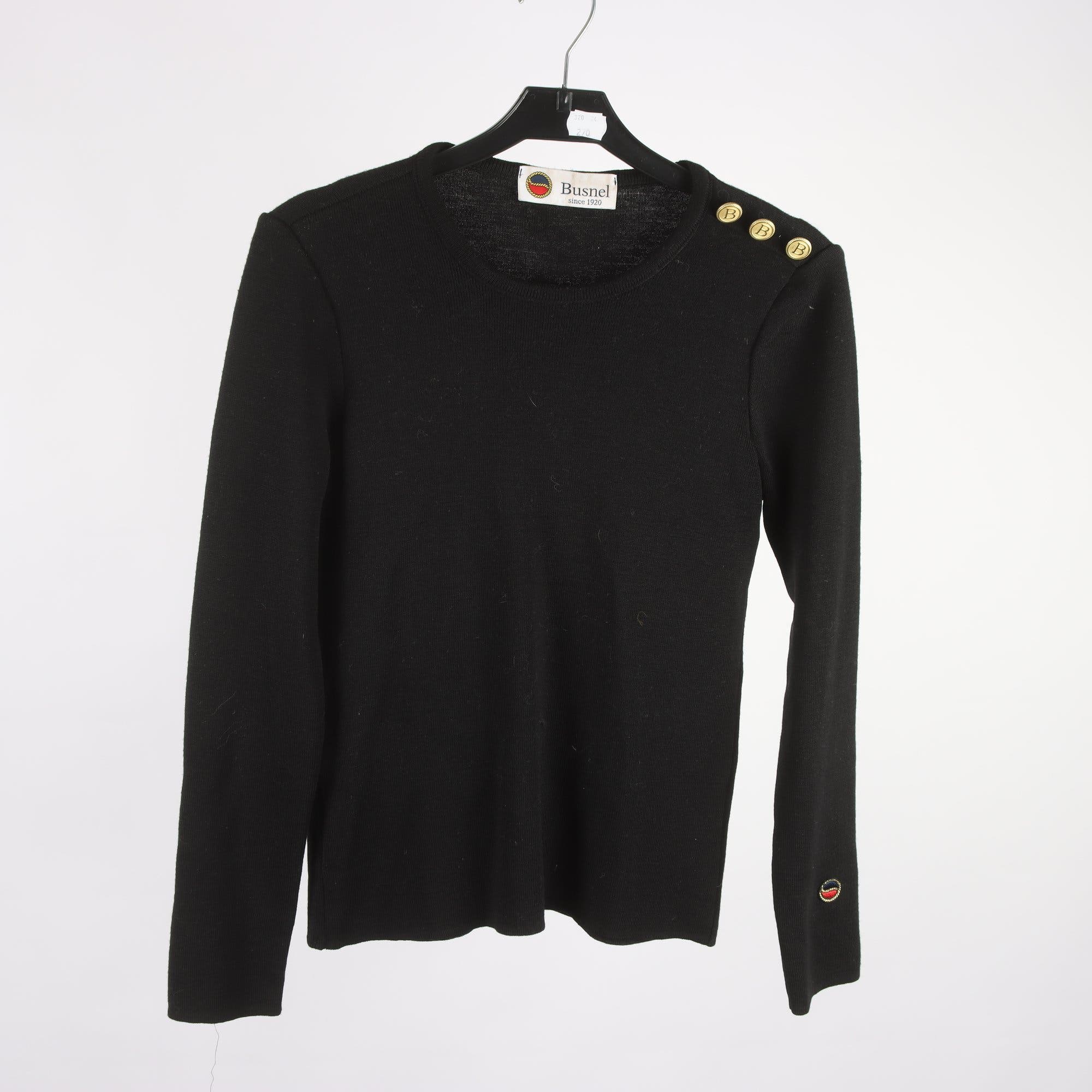 Tröja, Busnel, svart, 100% merino ull, stl. 34.