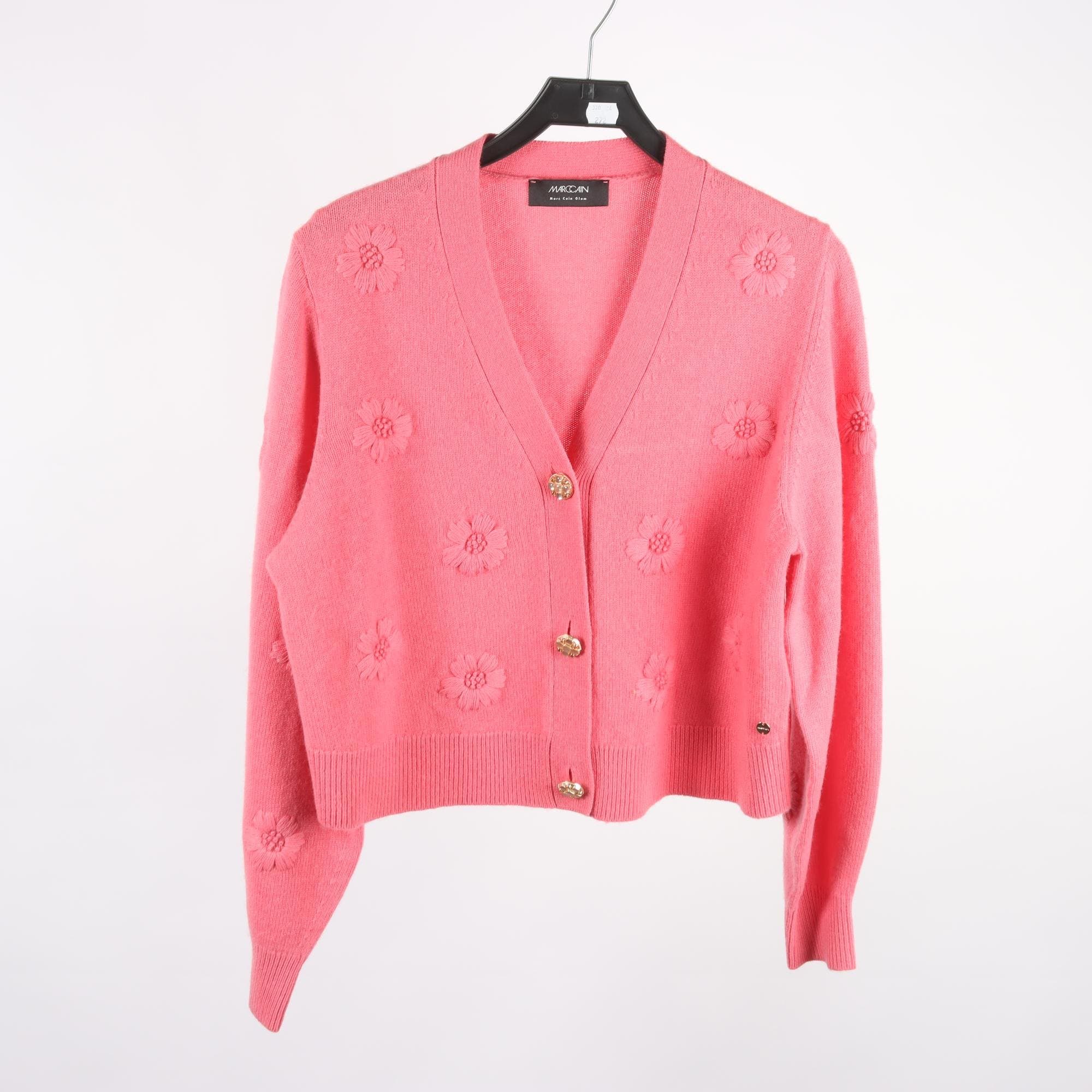 Kofta, Marccain, rosa, broderad, ull, cashmere, stl. ca. M.