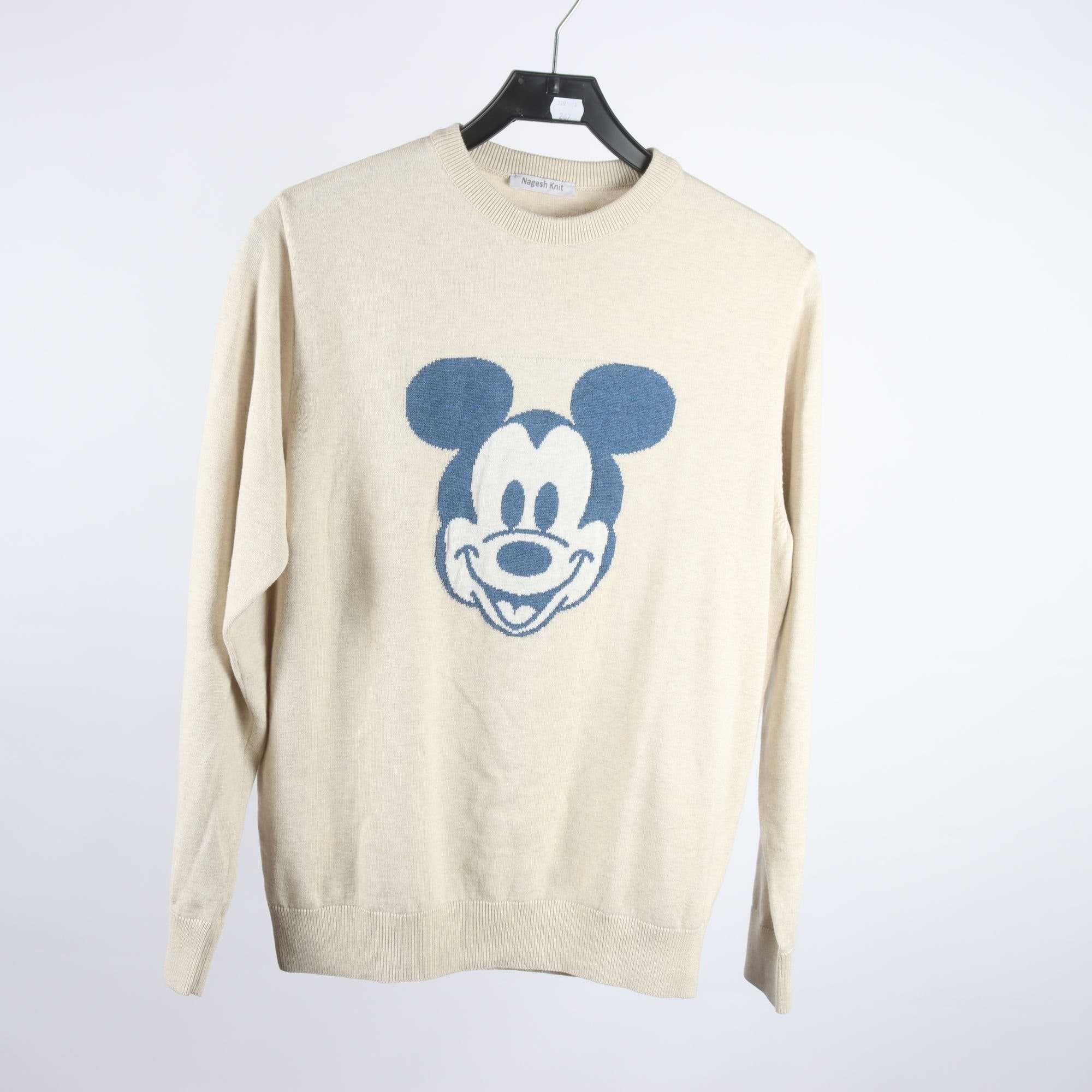 Tröja, Nagesh Knit, beige, blå, Musse Pigg, stl. ca. M.