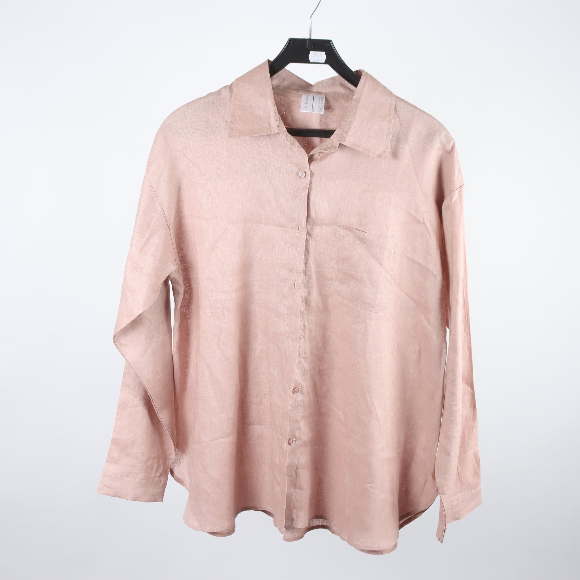 Blus, Åhléns, laxrosa, 100% lin, stl. M.