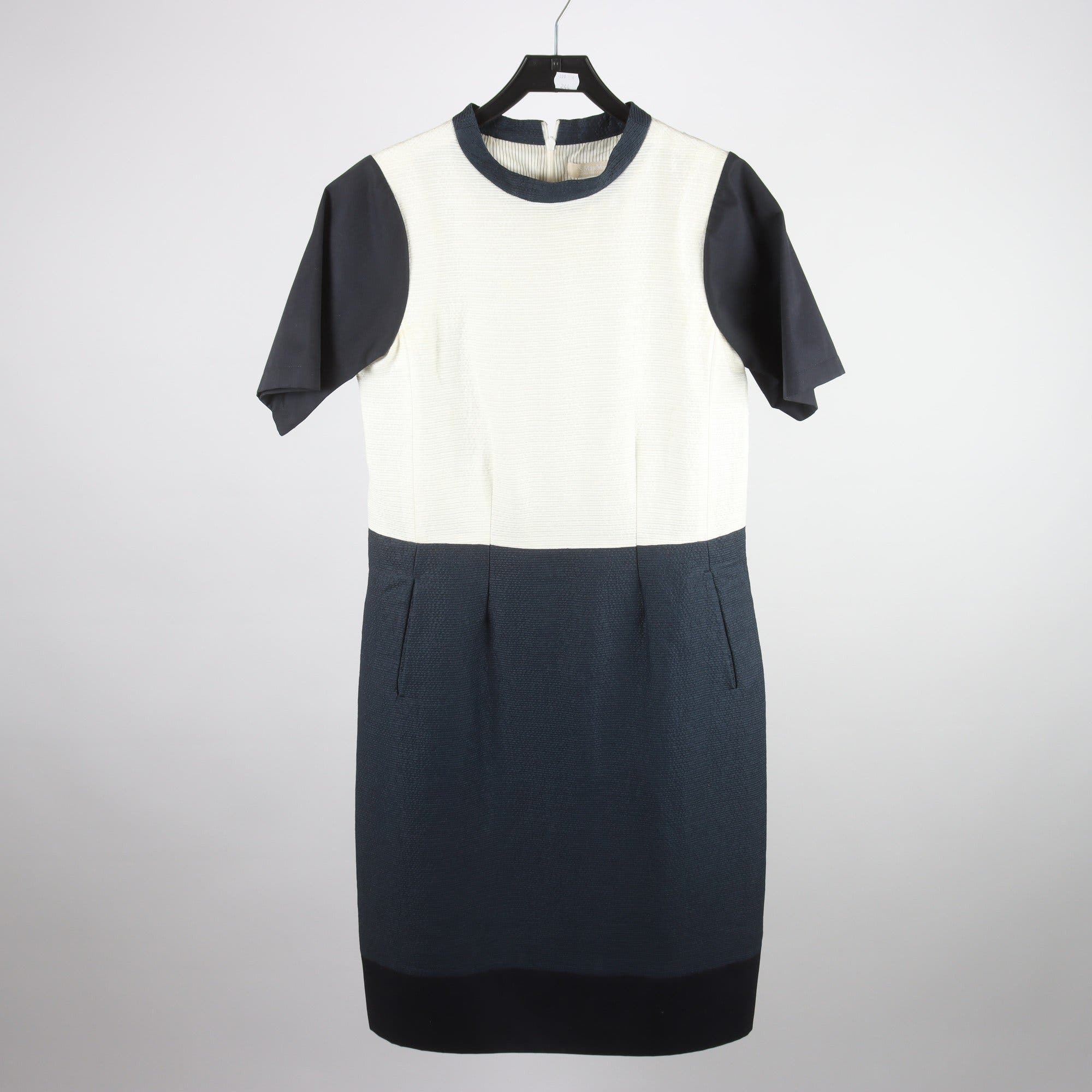Klänning, Max Mara, vit, blå, stl. 34.