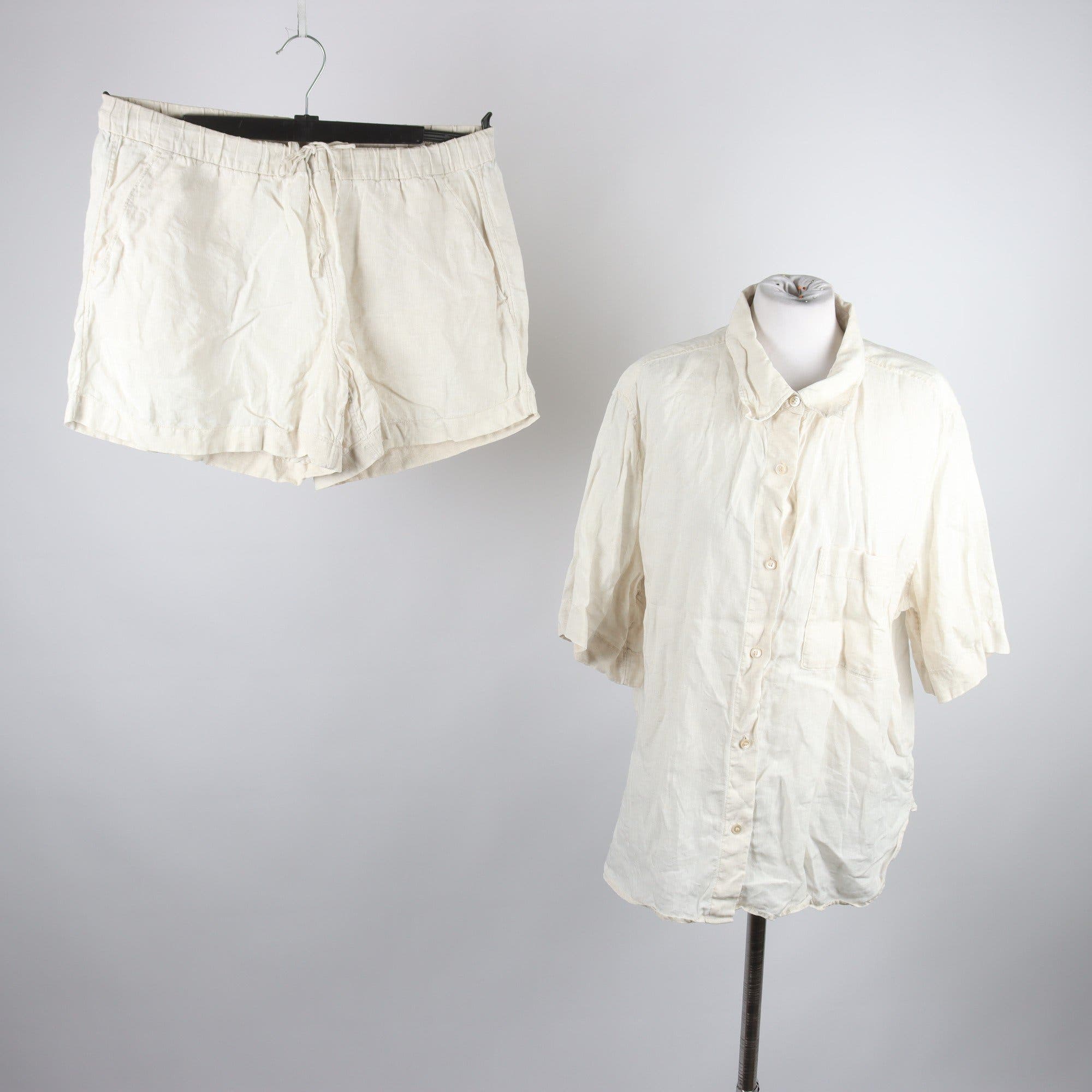 2-delat, set, Skjorta/shorts, Arket, ljusbeige, 100% linne, stl. M