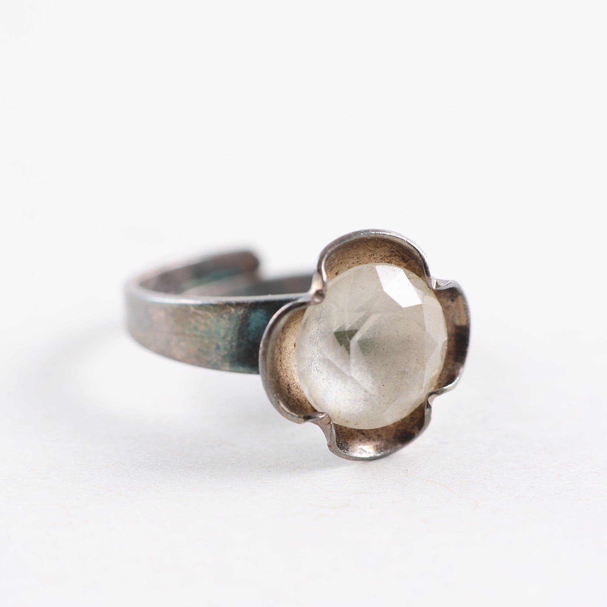 Ring, silver 925, slipad bergskristall, Alton, 1970-tal, brv: 3.9g