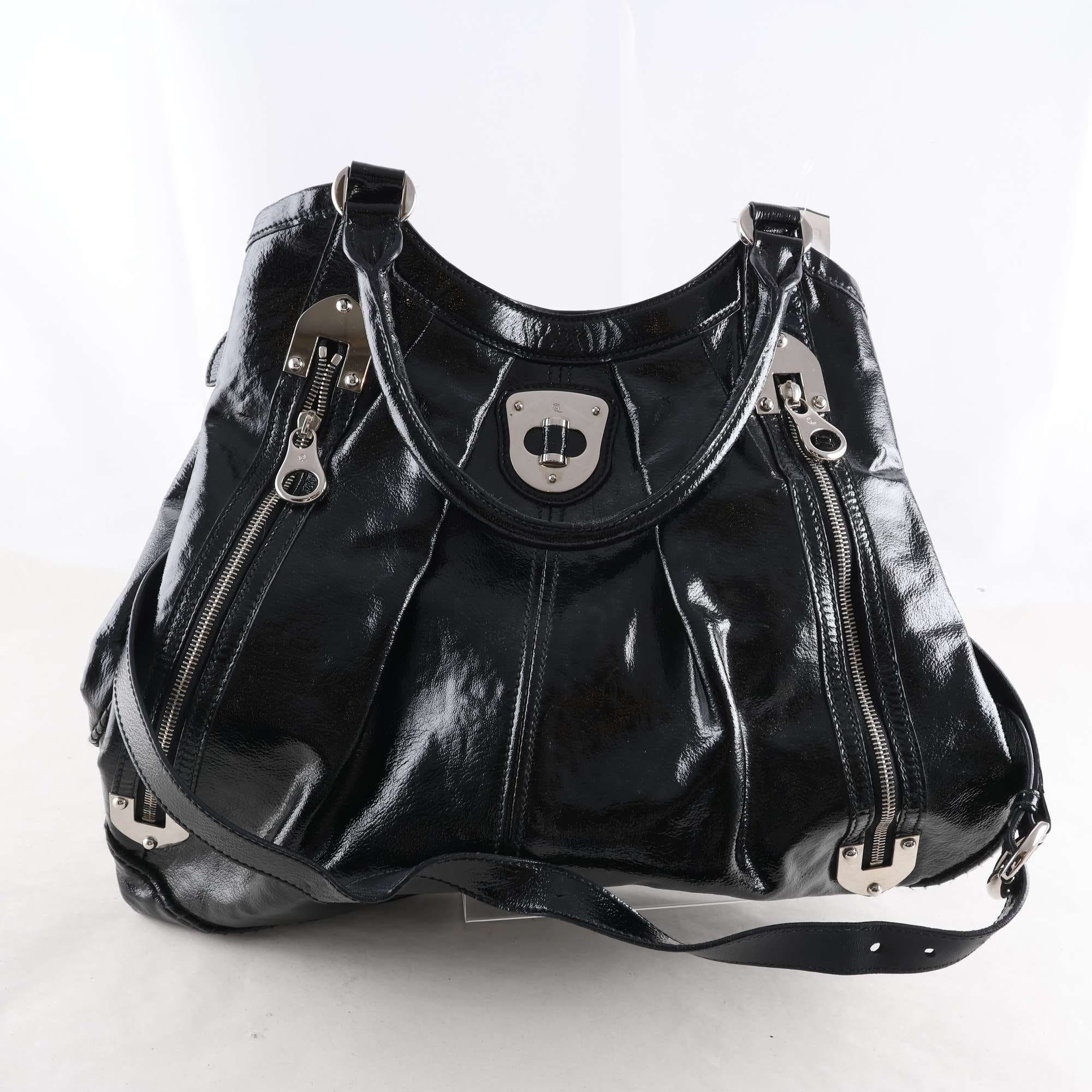 Väska, Alexander McQueen, Hobo bag, lack, svart