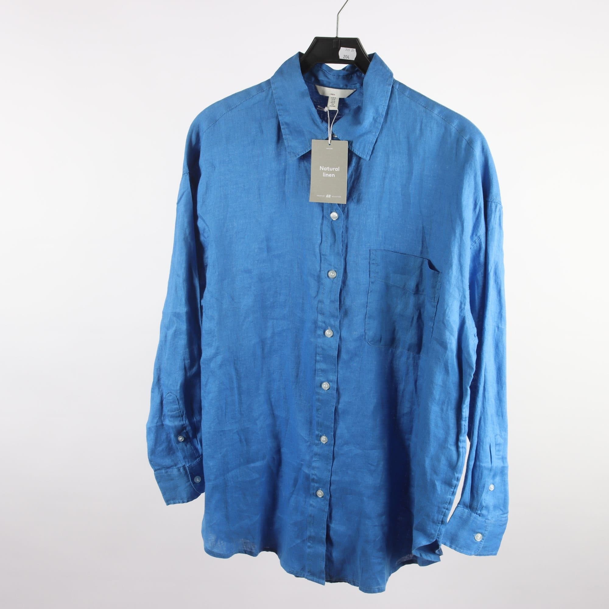 Skjorta, H&M, blå, 100% linne, stl. M