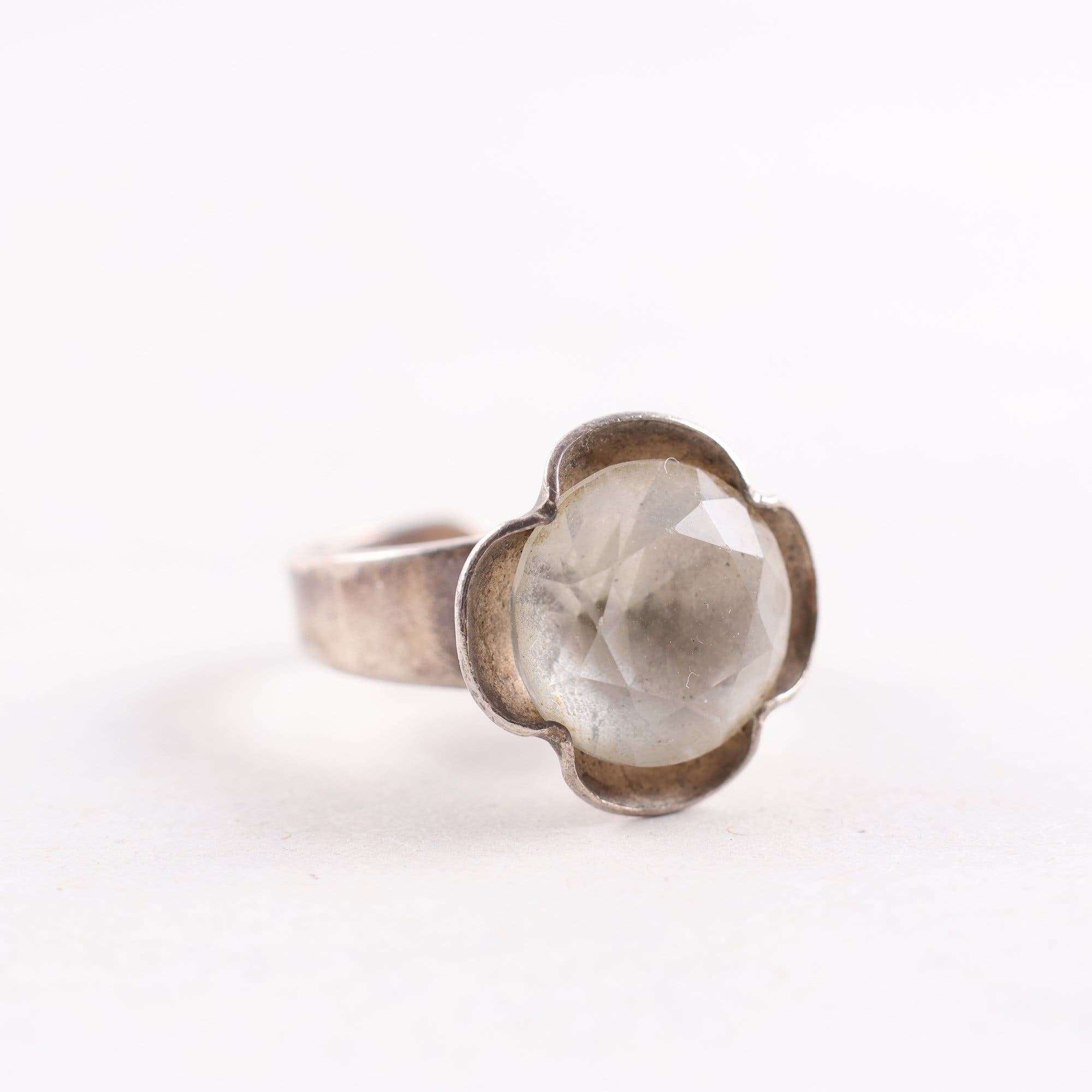 Ring, silver 925, slipad bergskristall, Alton, 1970-tal, brv: 5.4g