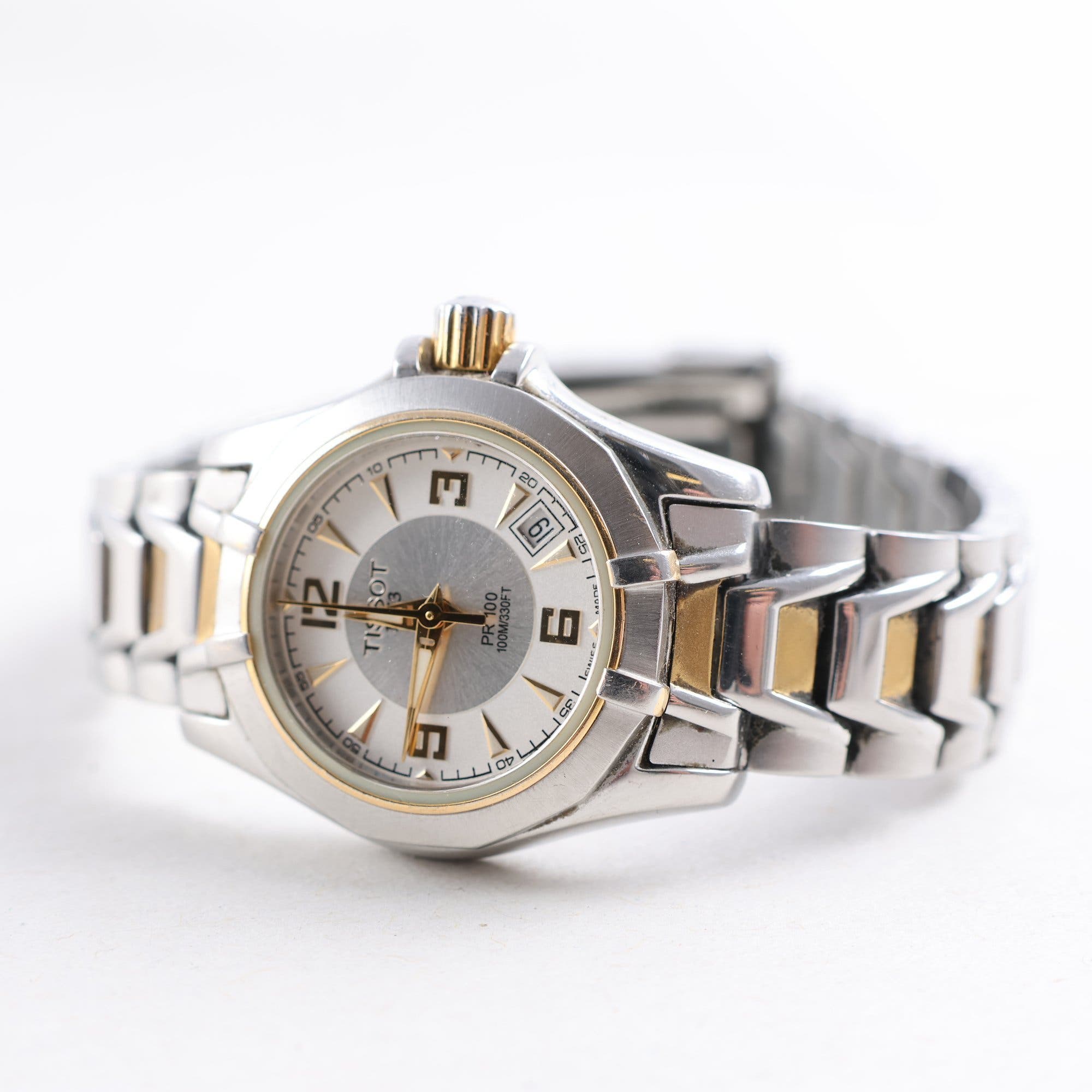 Armbandsur, stål, Tissot PR 100, datum, quartz, vintage