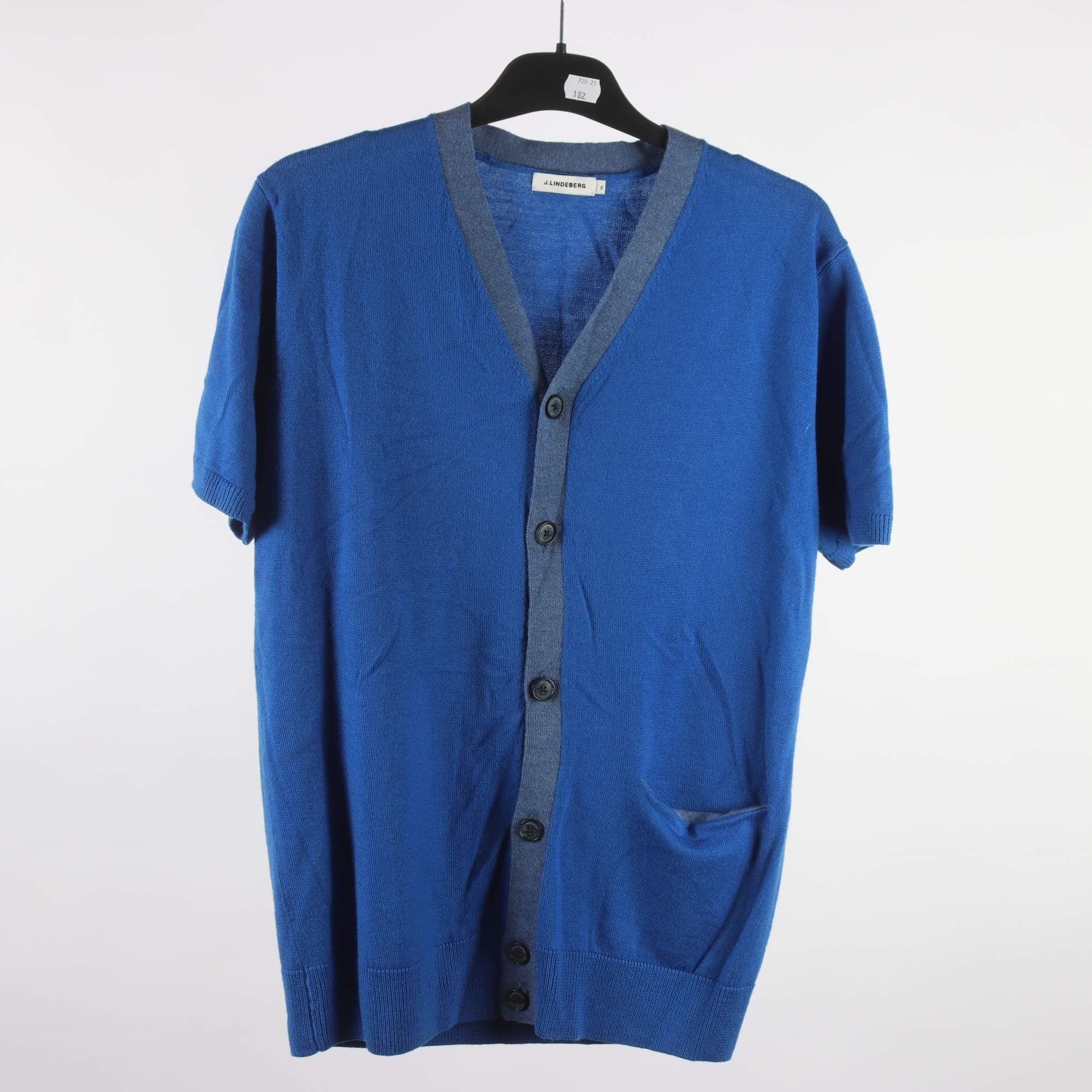 Kofta, J.Lindeberg, blå, 100% merino ull, stl. M
