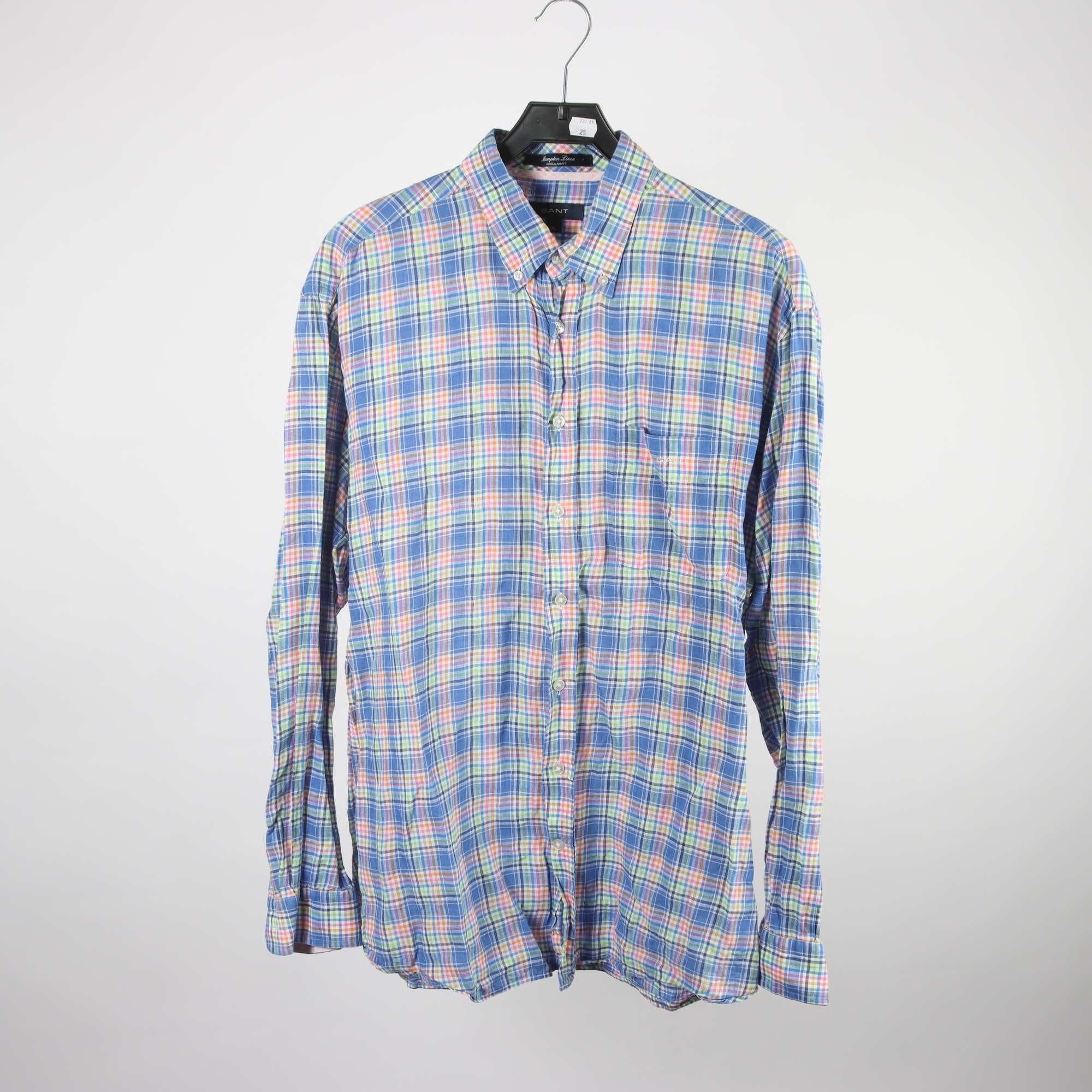Skjorta, Gant, flerfärgad, rutig, 100% linne, stl. XL