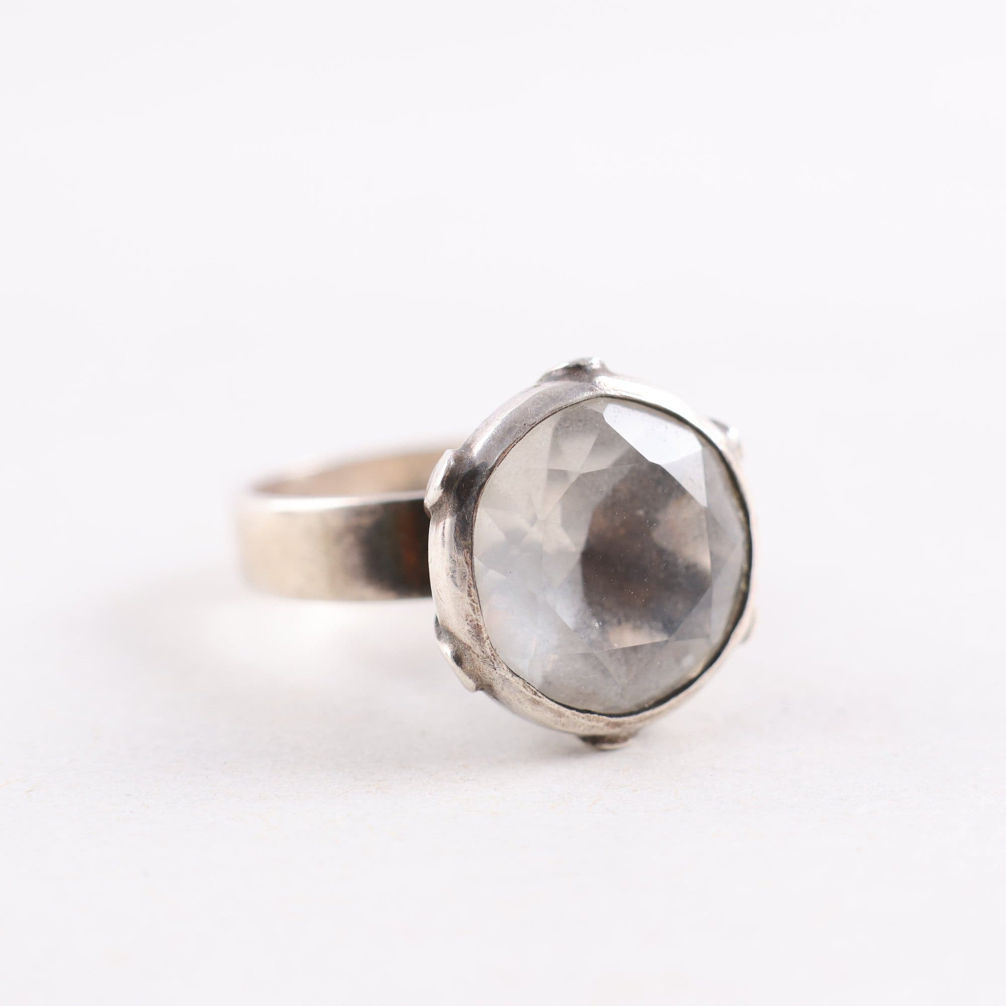 Ring, silver, glas, brv: 5.8g