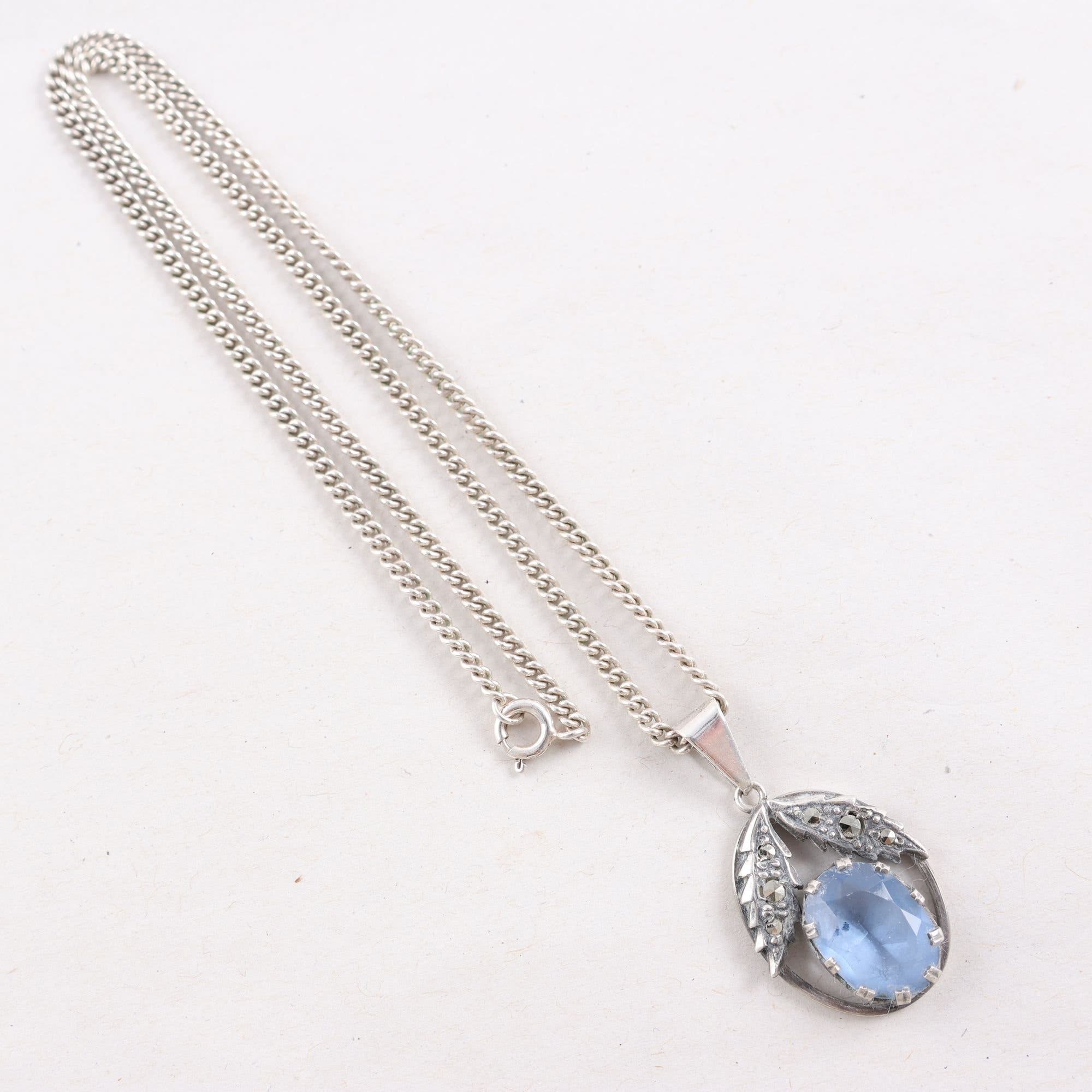 Halsband & hänge, glas, markasiter, brv: 10.5g