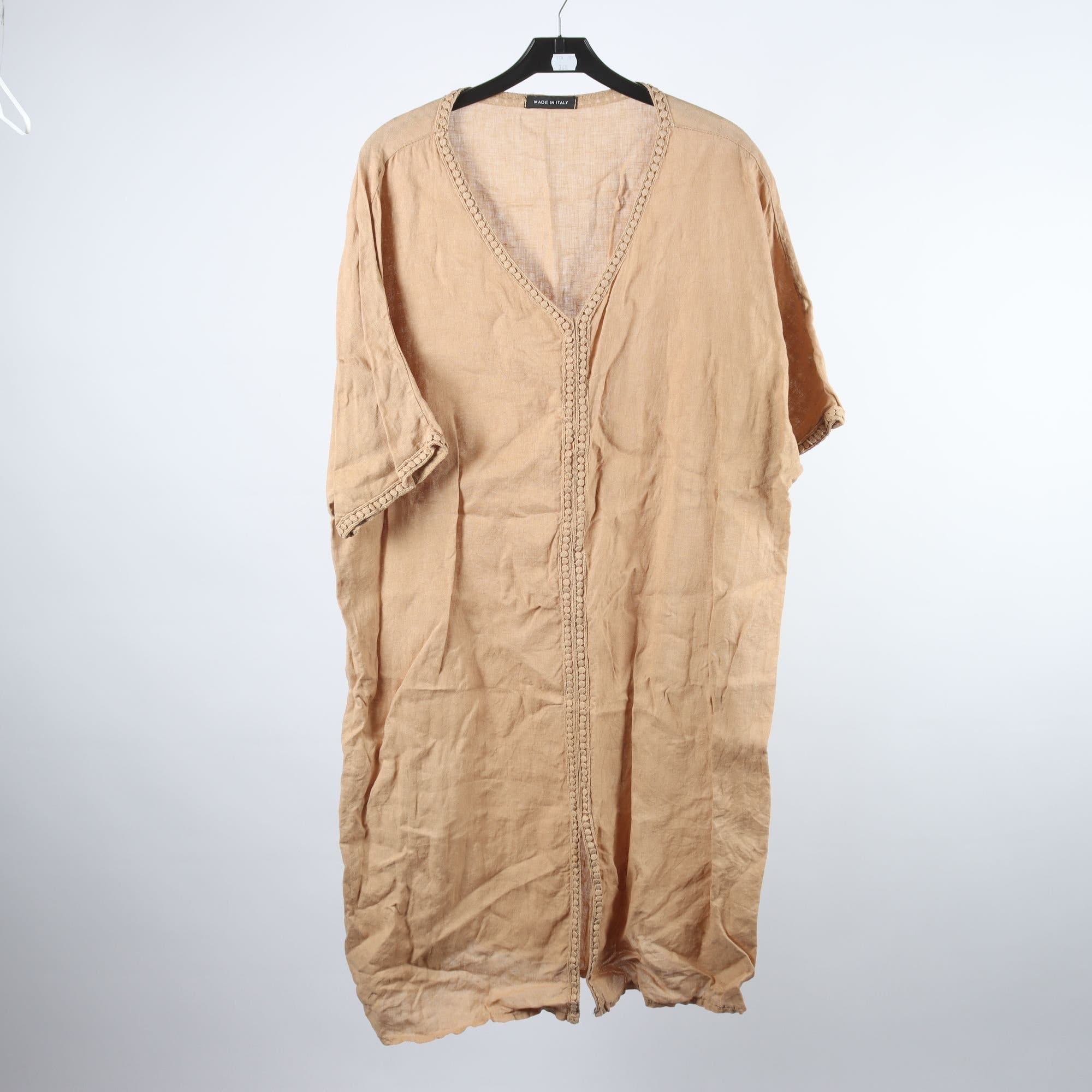 Klänning, Made in Italy, brun, 100% lin, stl. one size.