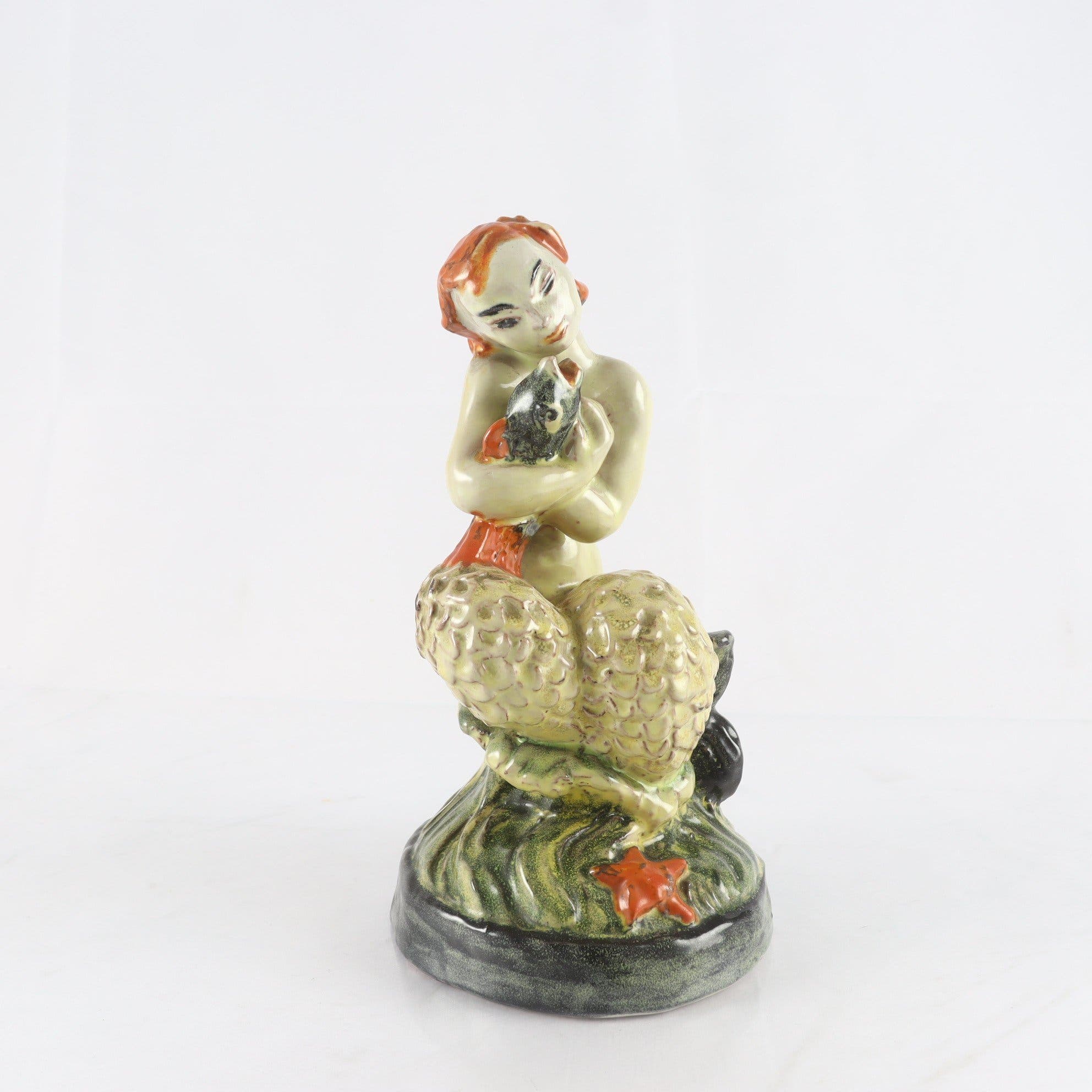 Figurin, sjöjungfru, keramik, Gabriel Burmeister, 1930-tal