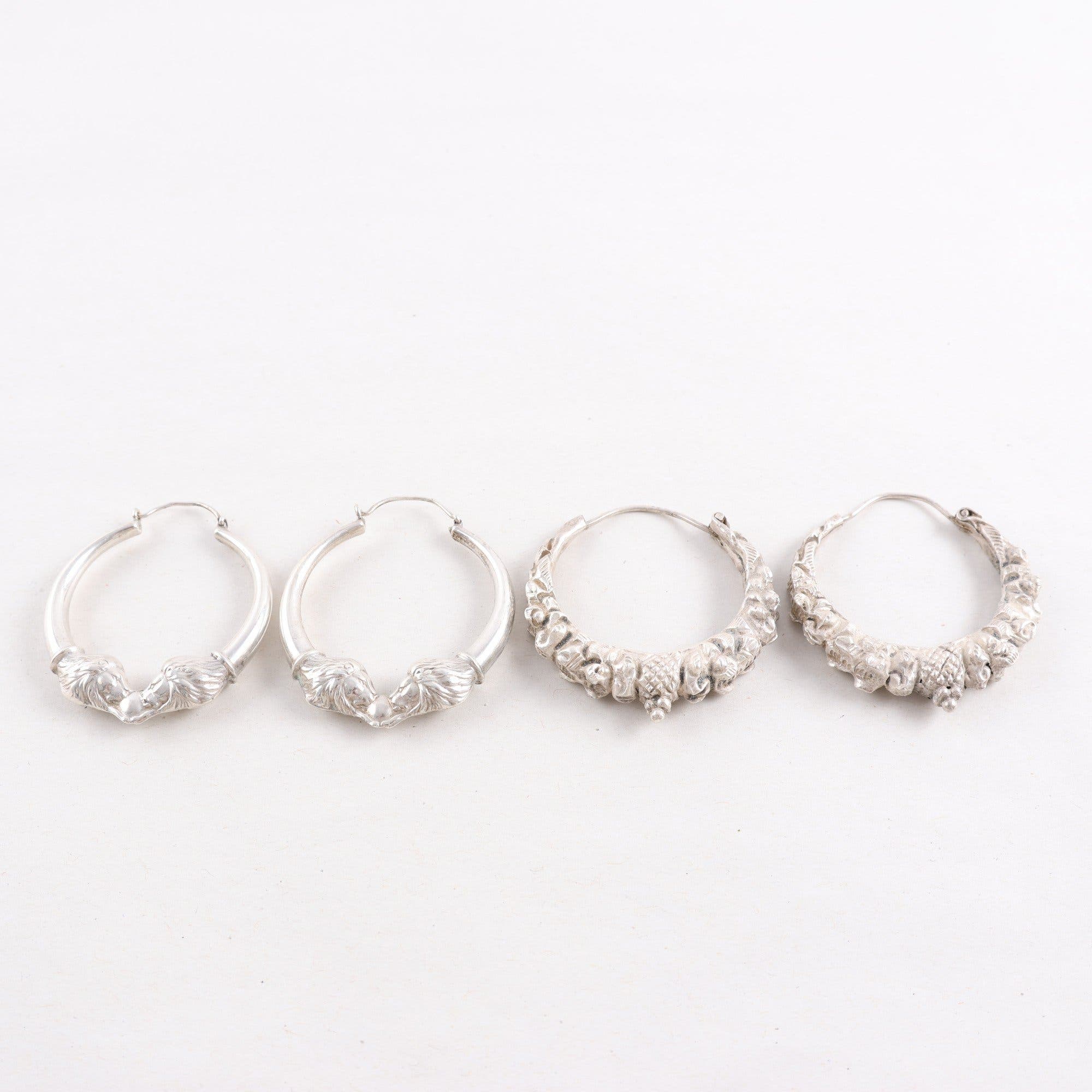 Örhängen, två par, silver, vikt: 19.9g