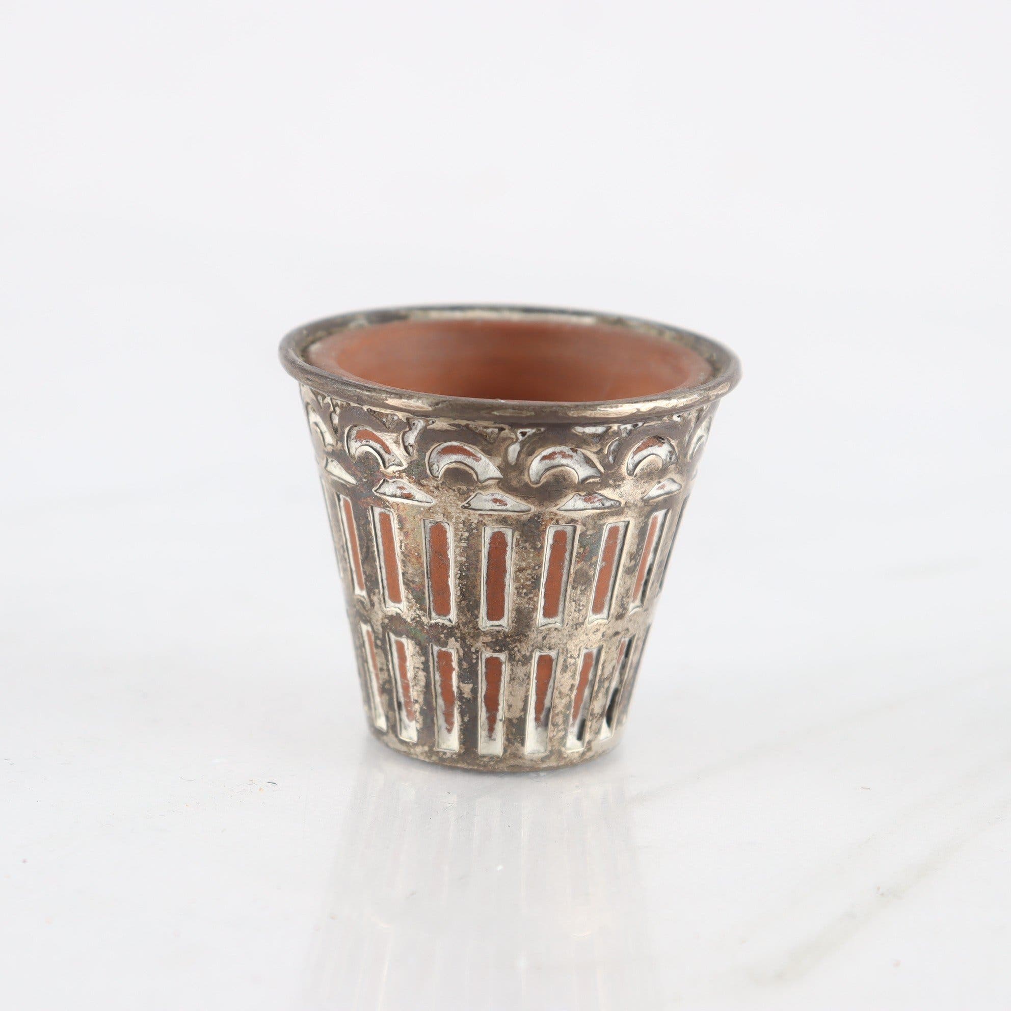 Miniatyrblomkruka, keramik, hölje i silver, 830, Tyskland