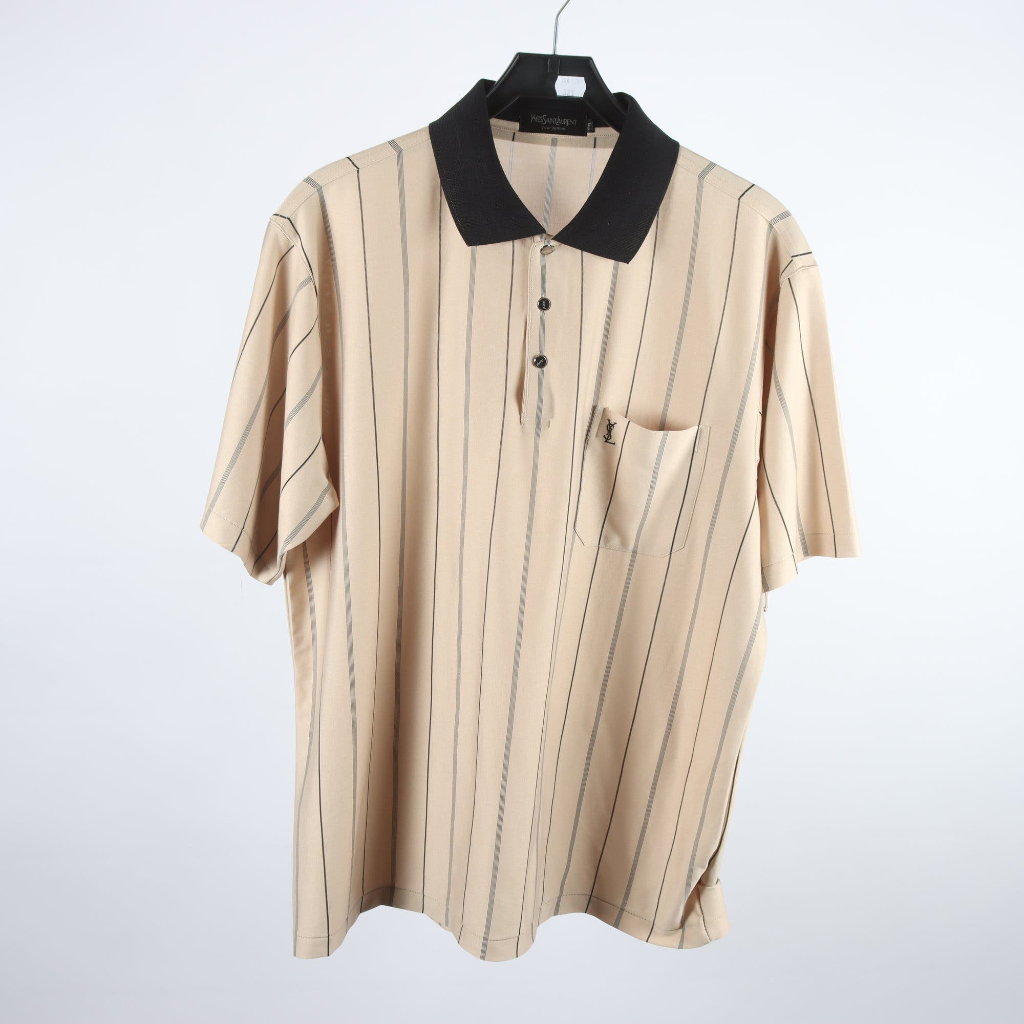 Tröja,Yves Saint Laurent, beige, svart, 100% silke, stl. XXL.