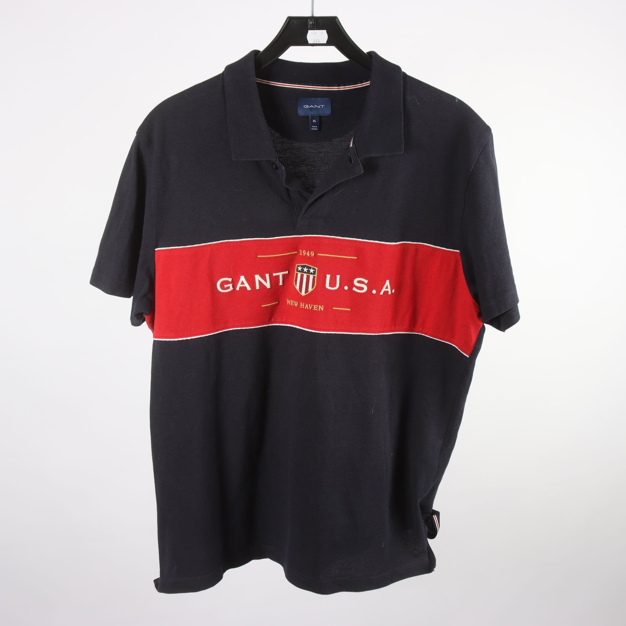 Piké, Gant, blå, röd, stl. XL.