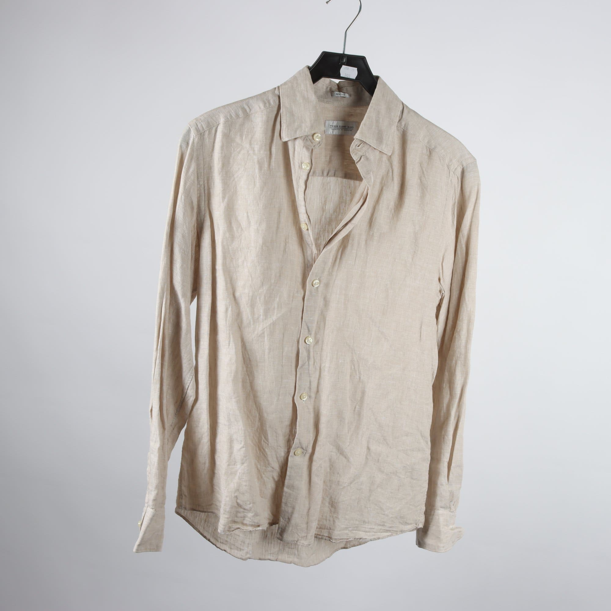 Skjorta, These Glory Days, beige, slim fit, 100% lin, stl. S.