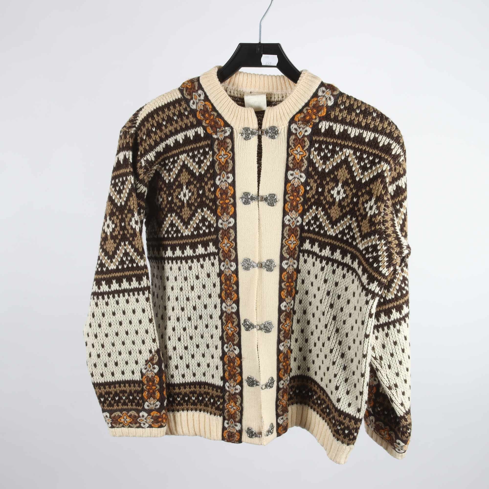 Kofta, Everbyfors, Norge, brun, beige, 100% ull, stl. ca. S.