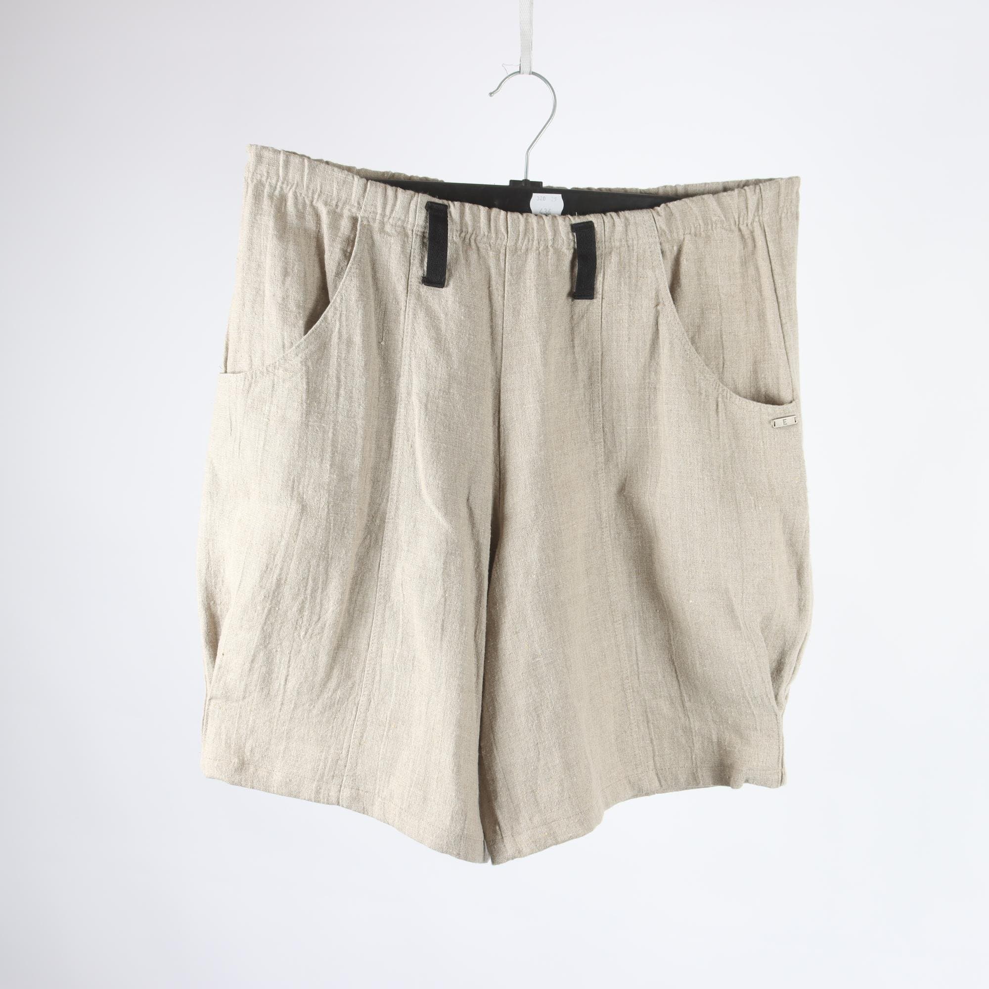 Shorts, E, beige, 100% lin, stl. M.