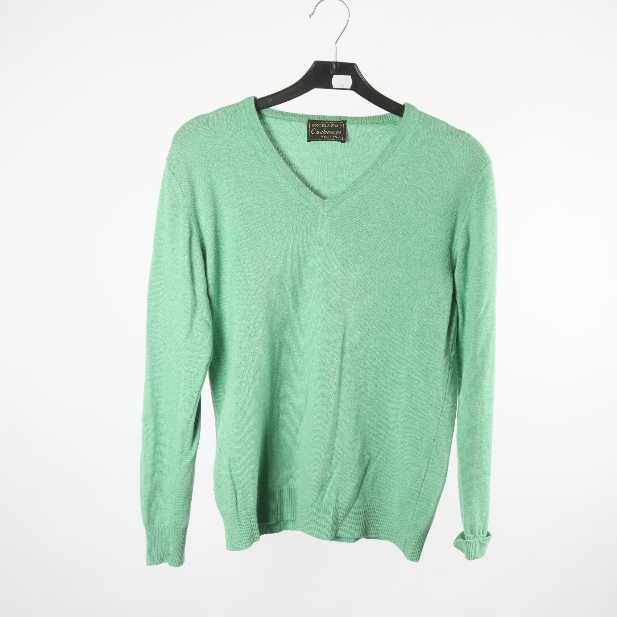 Tröja, Excellent, grön, ull, cashmere, silke, stl. XS.