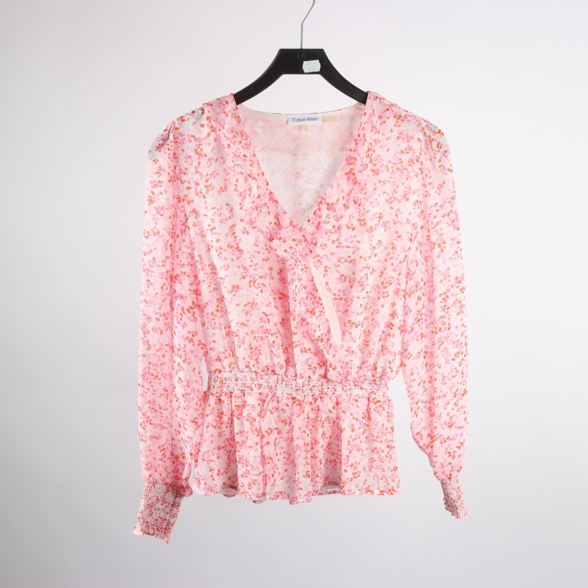 Blus, Calvin Klein, rosa, vit, stl. M.