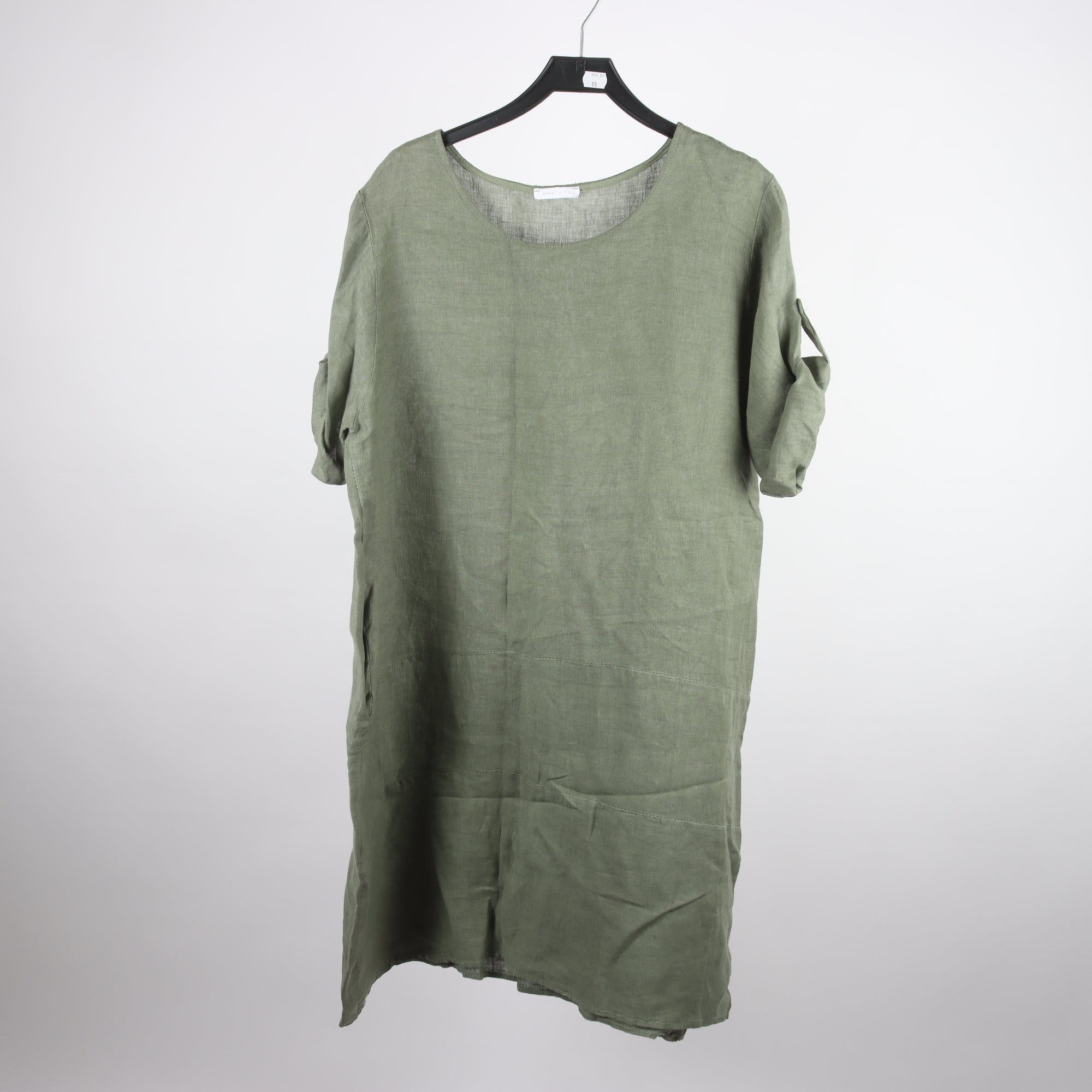 Klänning, Made in Italy, grön, 100% linne, stl. ca M