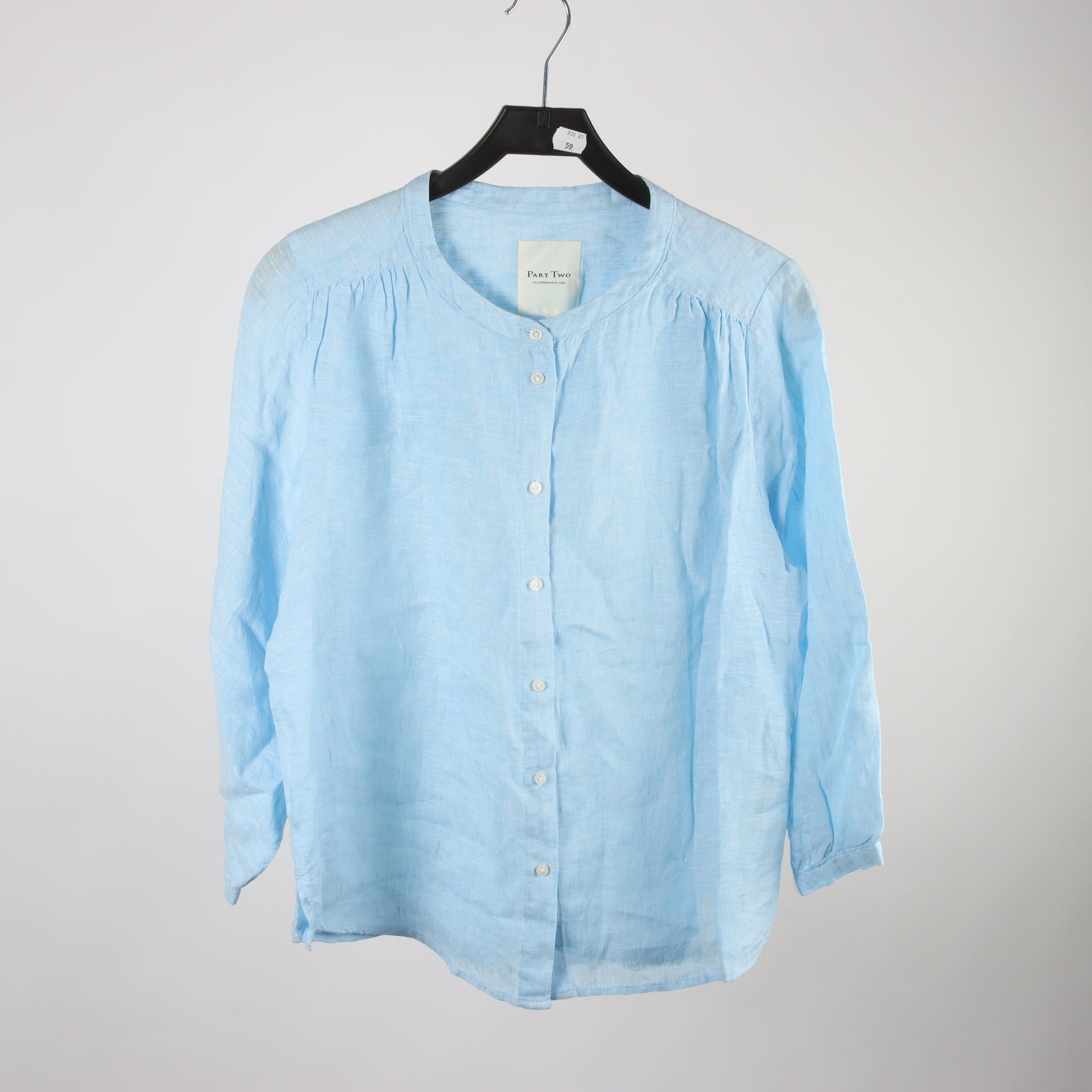 Blus, Part Two, blå, 100% linne, stl. 44