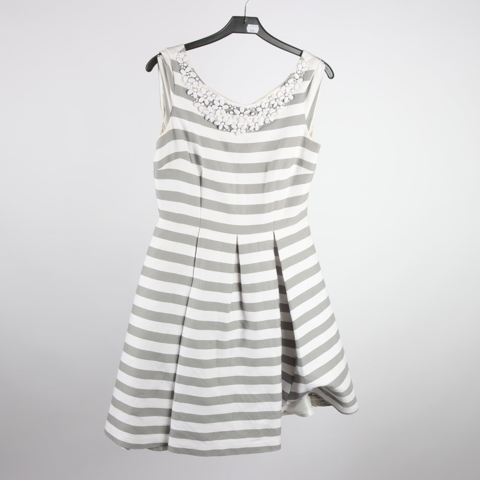 Klänning, Kate Spade New York, grå, vit, randig, stl. 4 (XS)