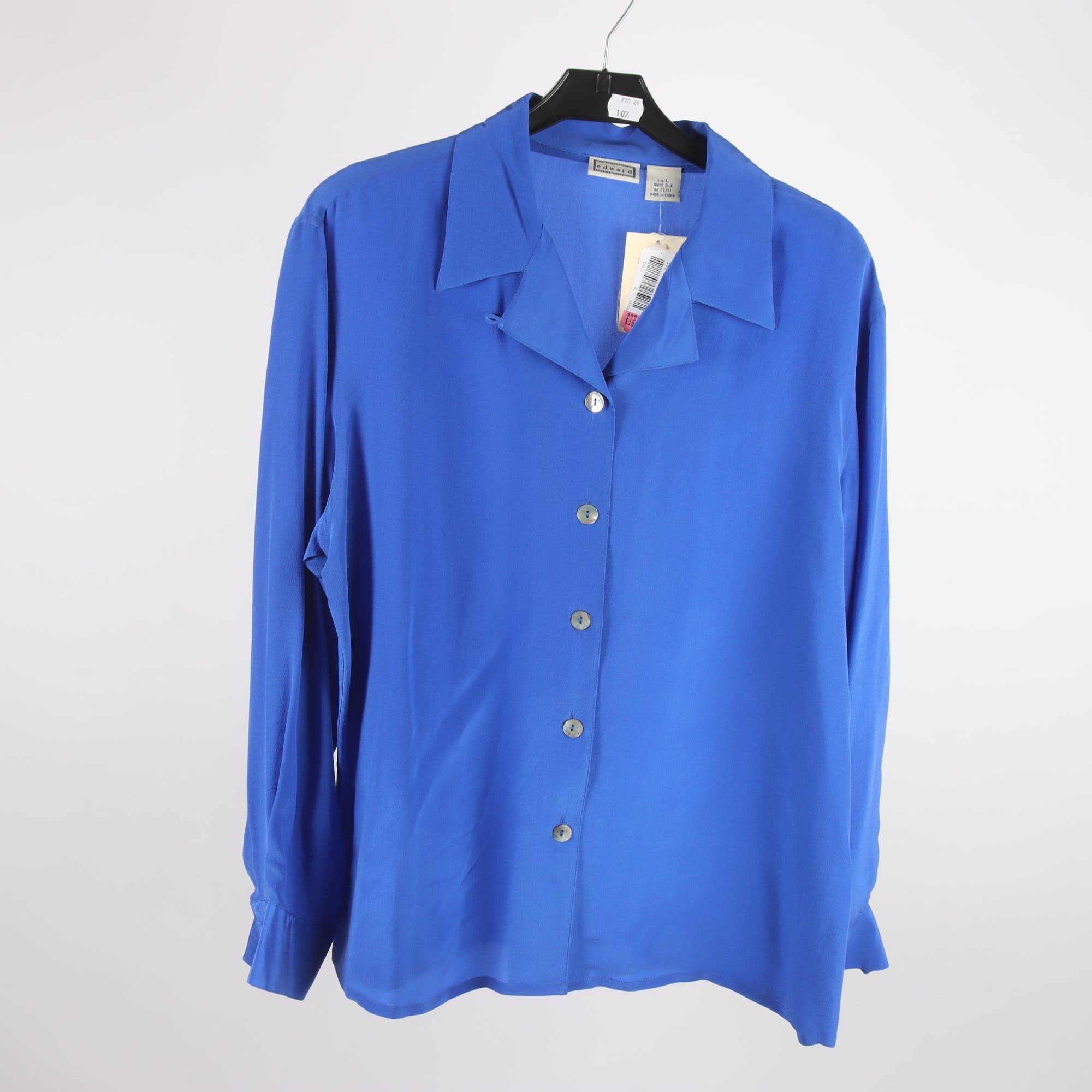 Blus, Blus, Edward, blå, 100% silk, stl. L