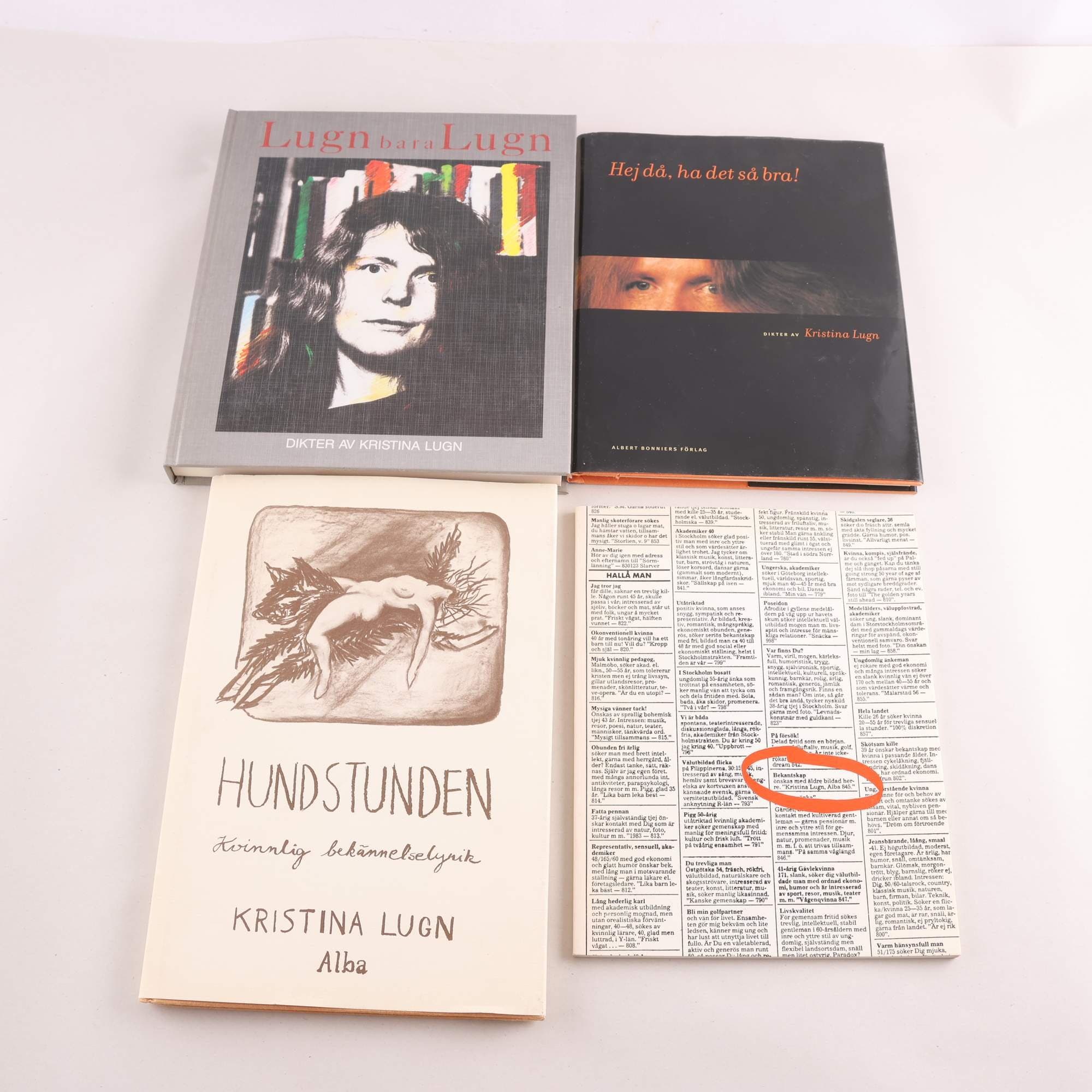 Kristina Lugn, bokpaket med 4 volymer