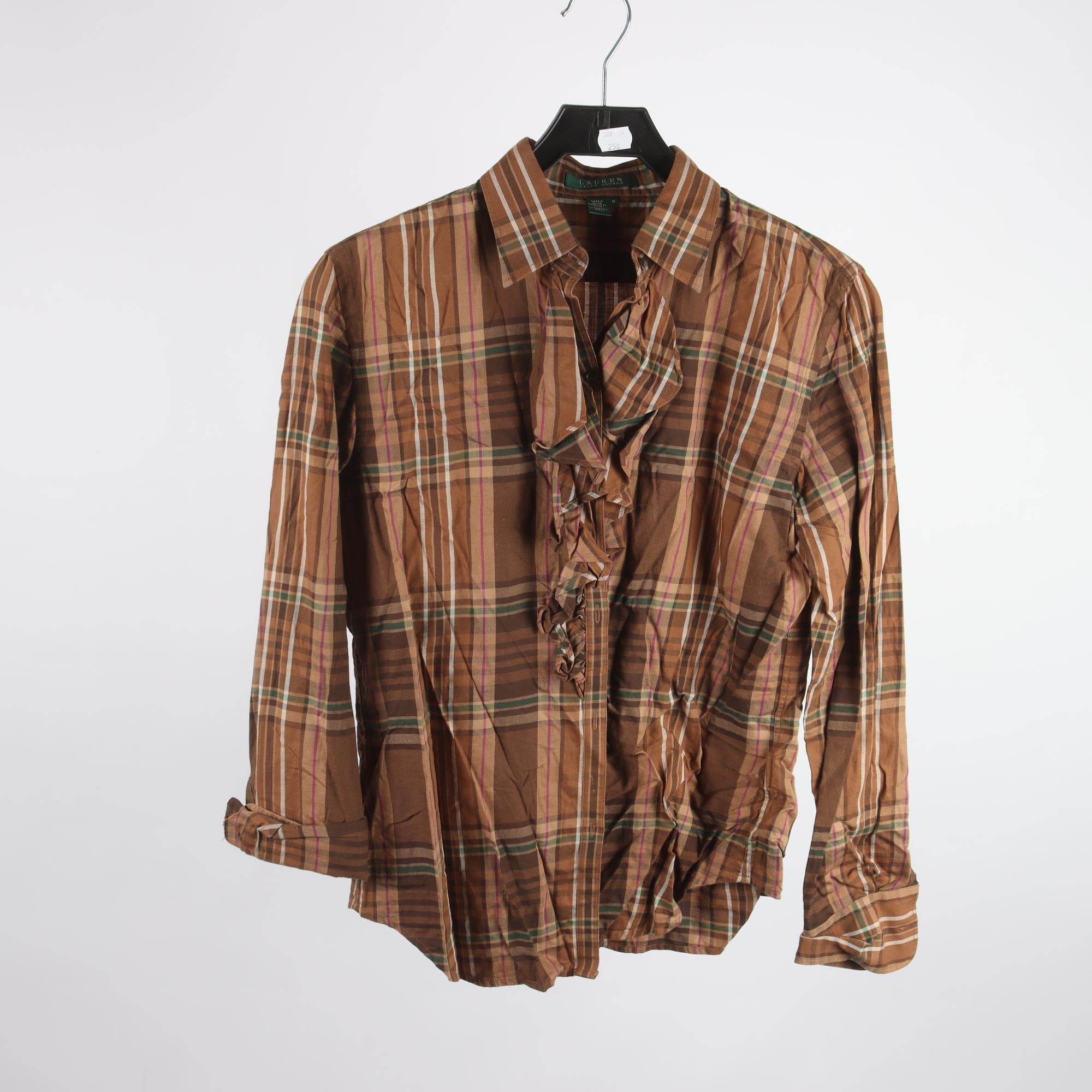 Blus, Lauren Ralph Lauren, rutig, brun, stl. M.