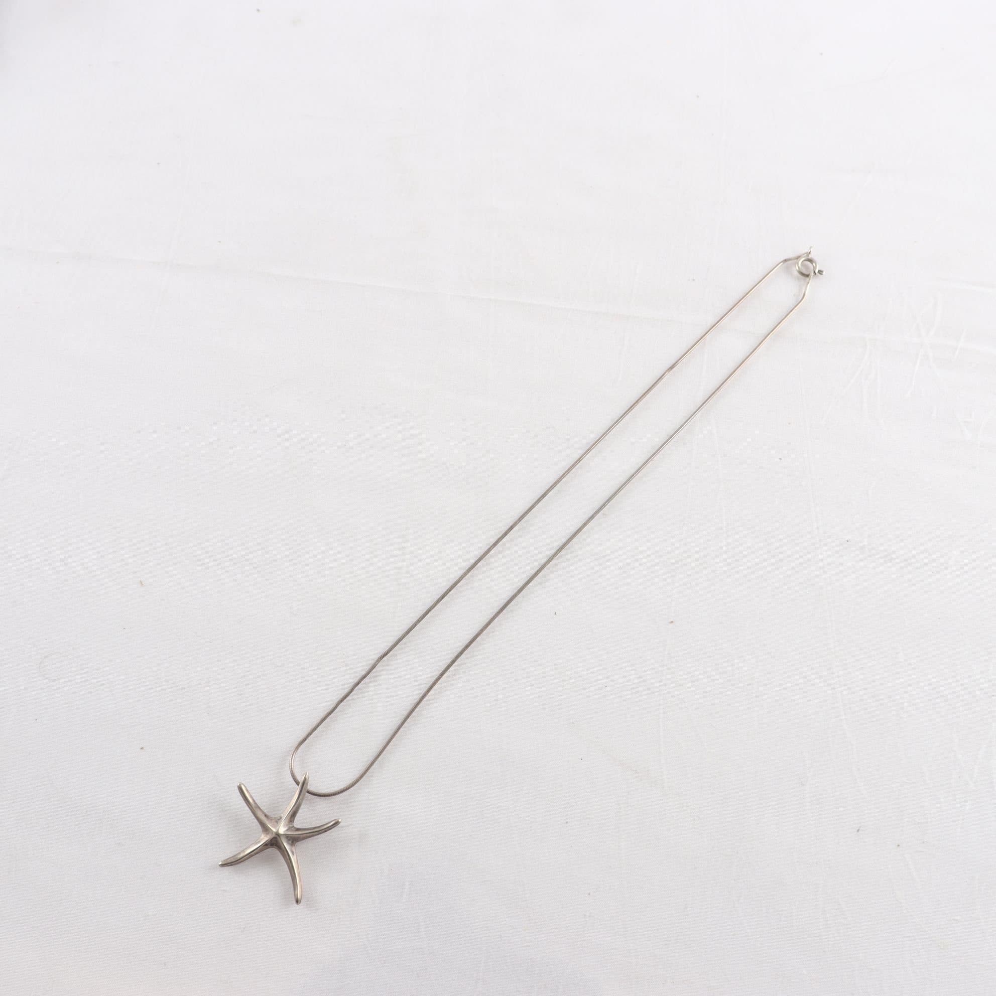 Halsband, ormlänk med Sjöstjärna, silver 925.