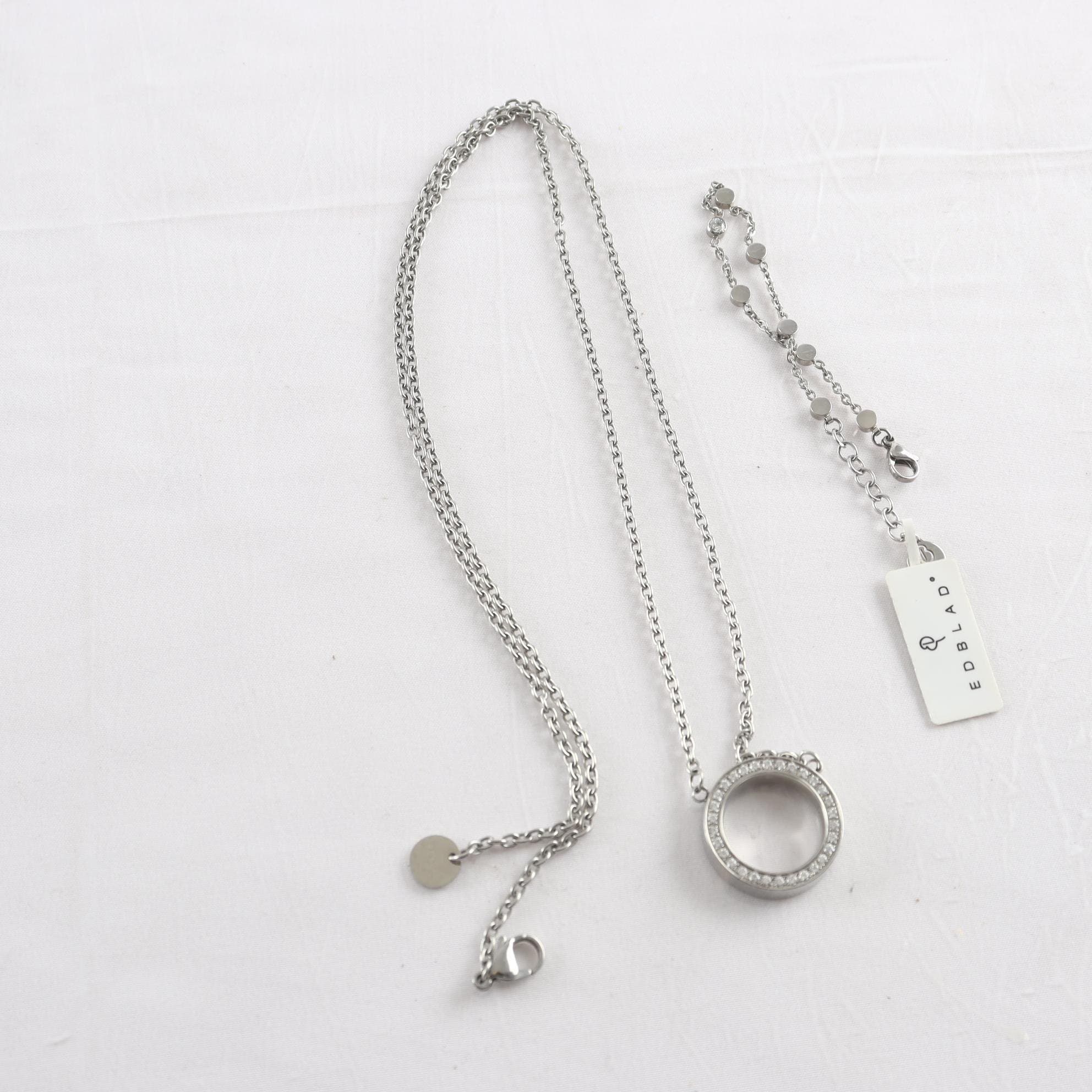 Smyckeset, Edblad, halsband, armband, Belle Uno, stål, sten.