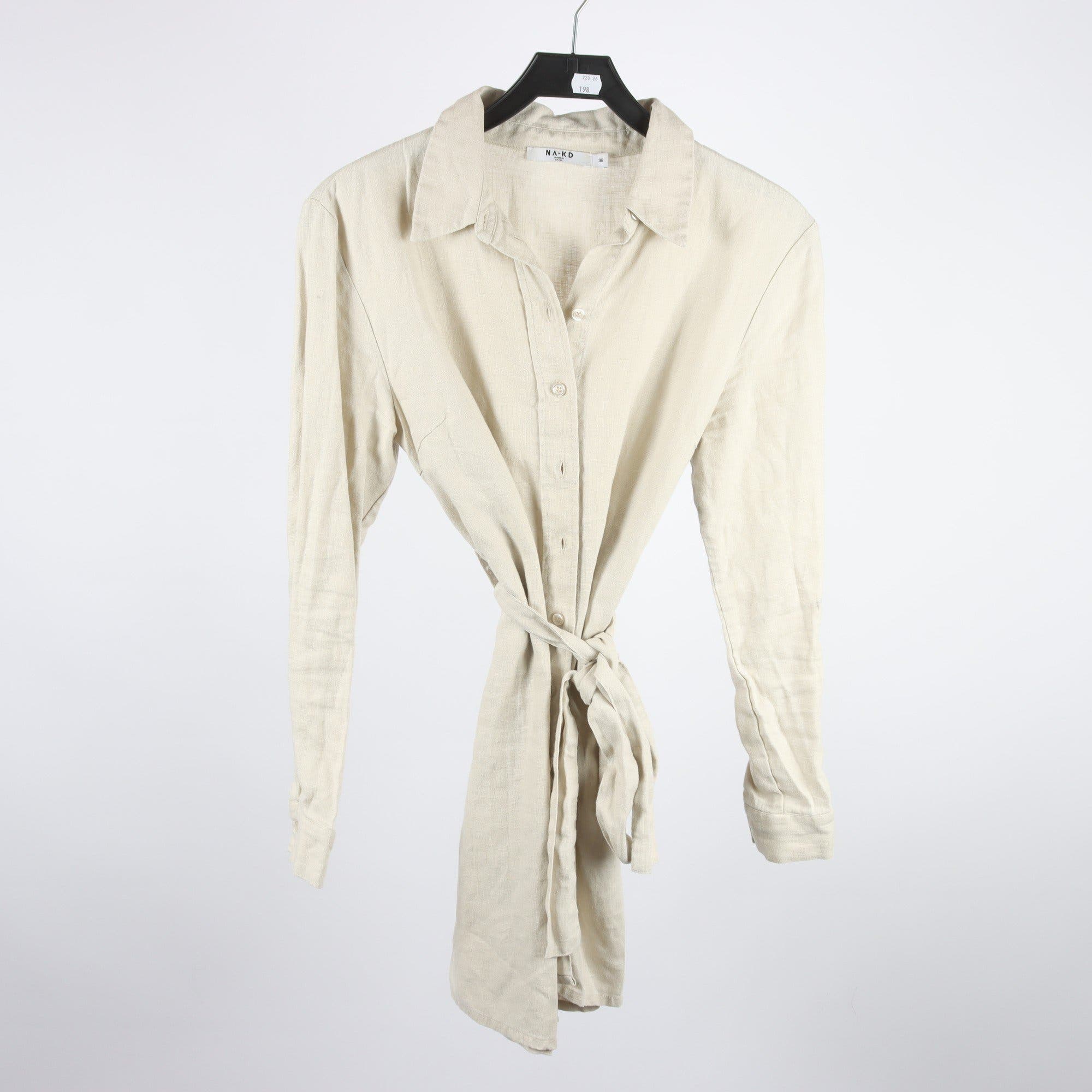 Klänning, NA-KD, beige, 100% linne, stl. 36