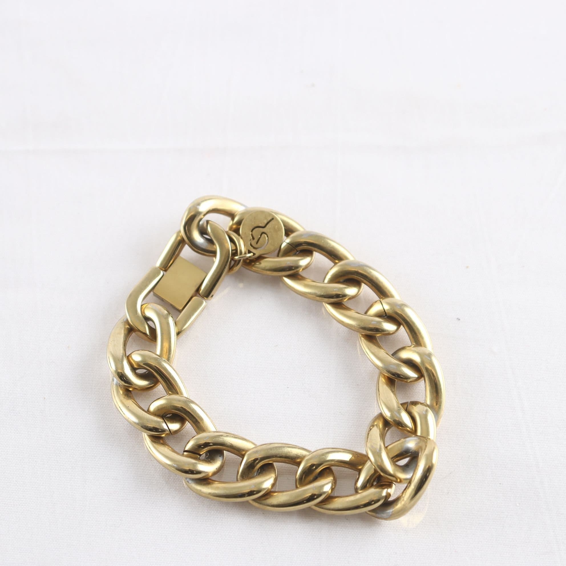 Armband, Edblad, länk, guldfärgat stål.