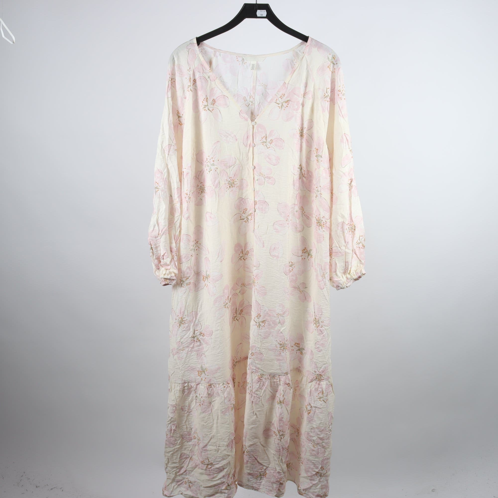 Klänning, H&M, vit, rosa, blommig, stl. XL